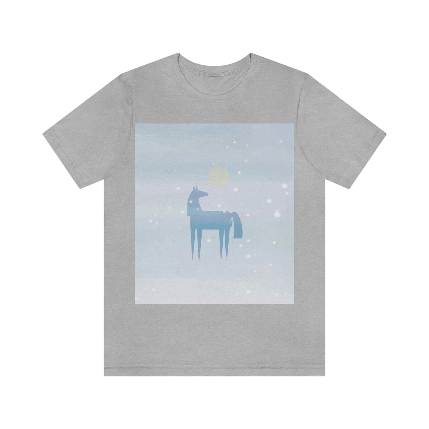 Horse Under the Snow Winter Landscape Unisex Jersey Short Sleeve T-Shirt Ichaku [Perfect Gifts Selection]