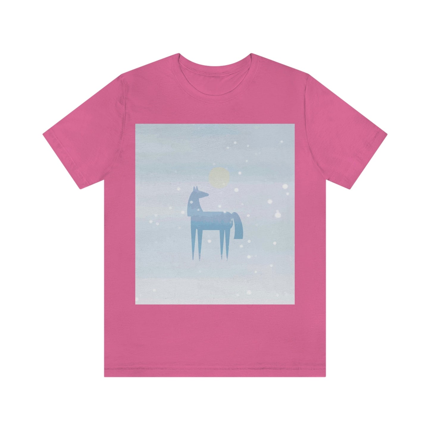 Horse Under the Snow Winter Landscape Unisex Jersey Short Sleeve T-Shirt Ichaku [Perfect Gifts Selection]