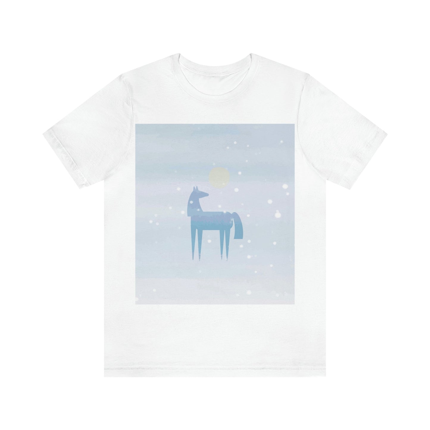 Horse Under the Snow Winter Landscape Unisex Jersey Short Sleeve T-Shirt Ichaku [Perfect Gifts Selection]