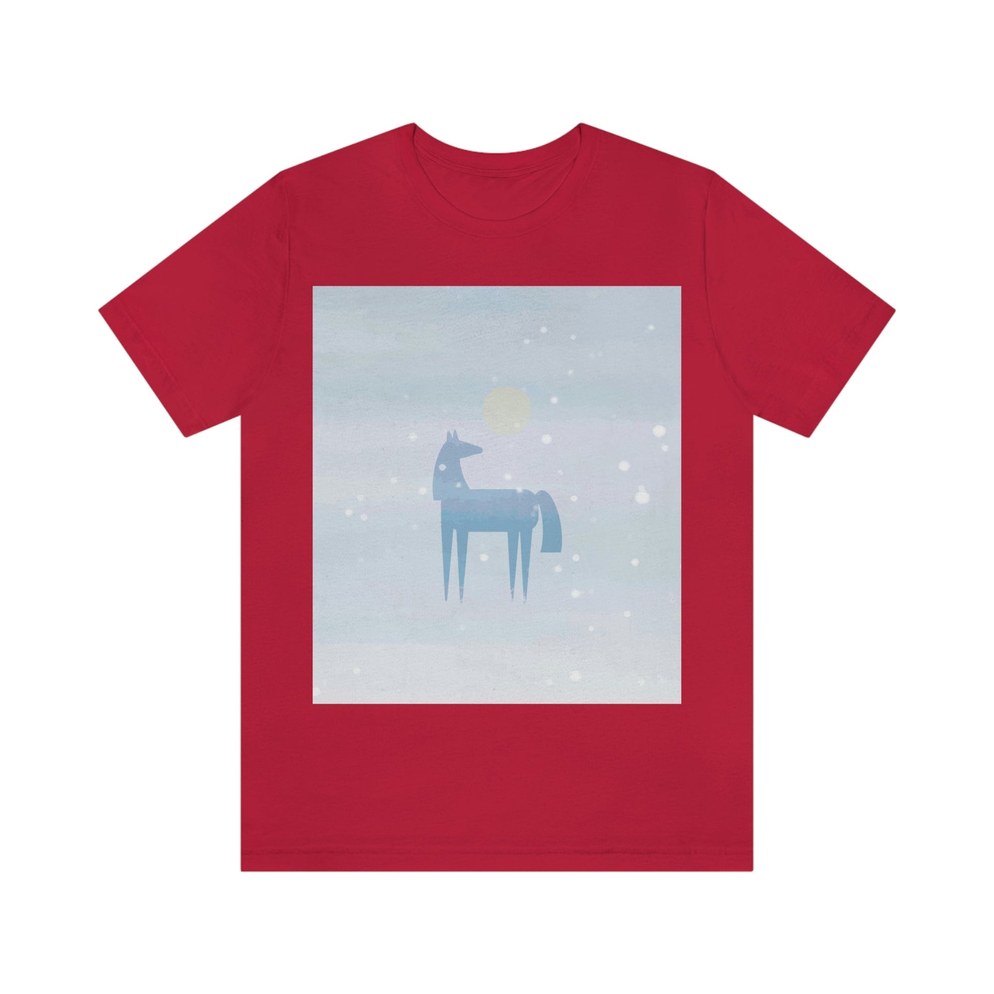 Horse Under the Snow Winter Landscape Unisex Jersey Short Sleeve T-Shirt Ichaku [Perfect Gifts Selection]