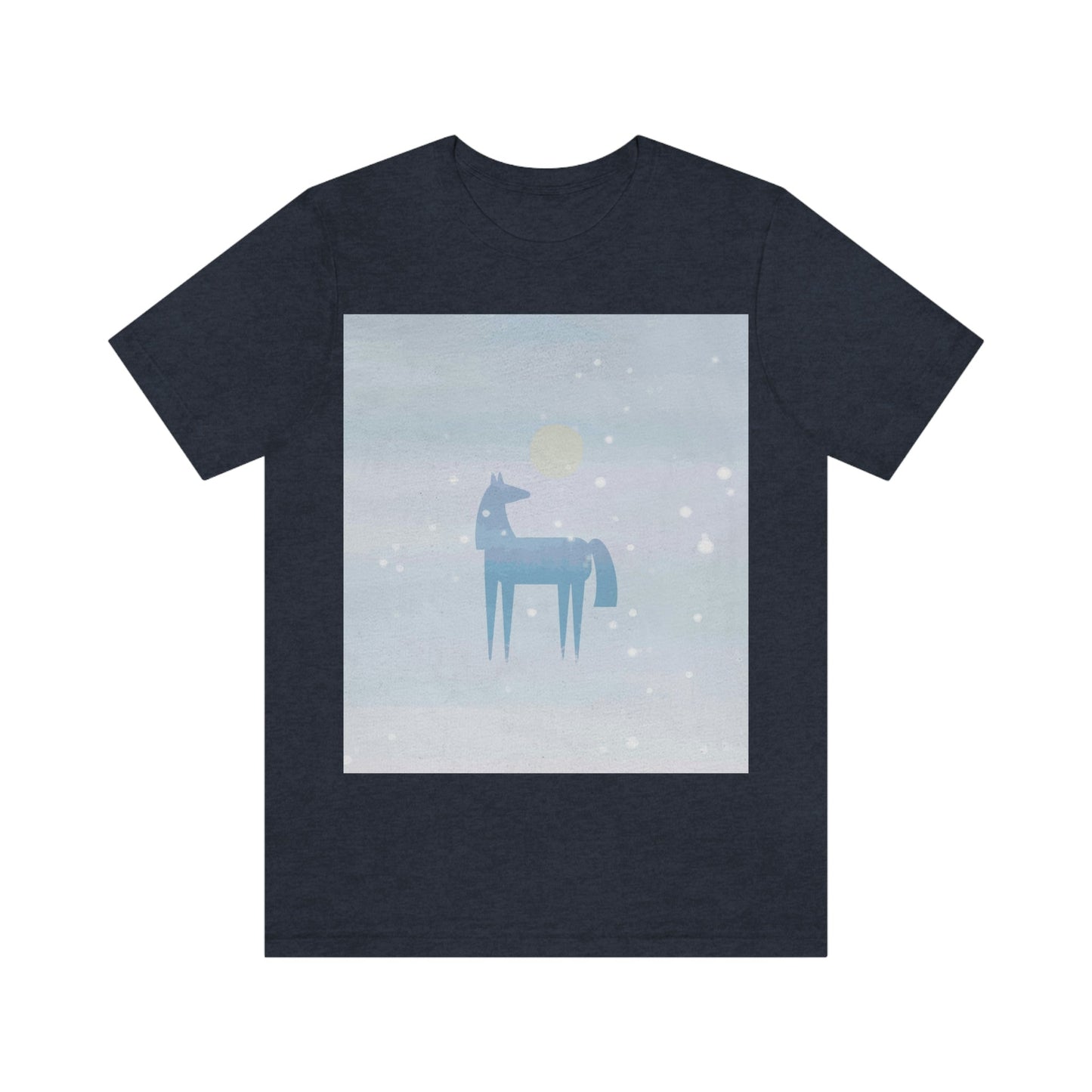 Horse Under the Snow Winter Landscape Unisex Jersey Short Sleeve T-Shirt Ichaku [Perfect Gifts Selection]