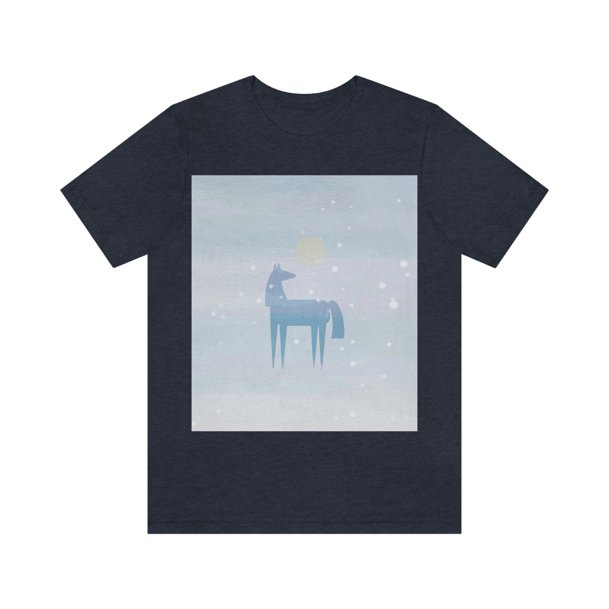 Horse Under the Snow Winter Landscape Unisex Jersey Short Sleeve T-Shirt Ichaku [Perfect Gifts Selection]