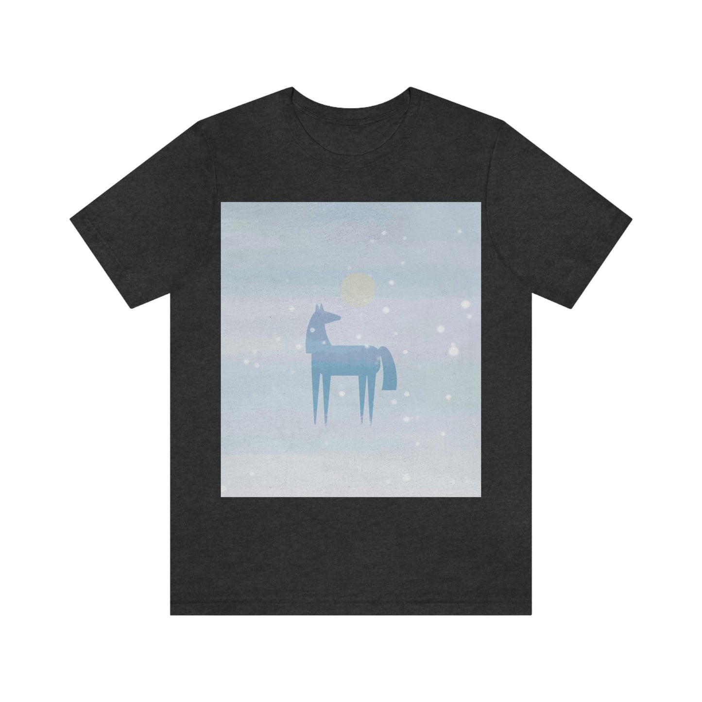 Horse Under the Snow Winter Landscape Unisex Jersey Short Sleeve T-Shirt Ichaku [Perfect Gifts Selection]