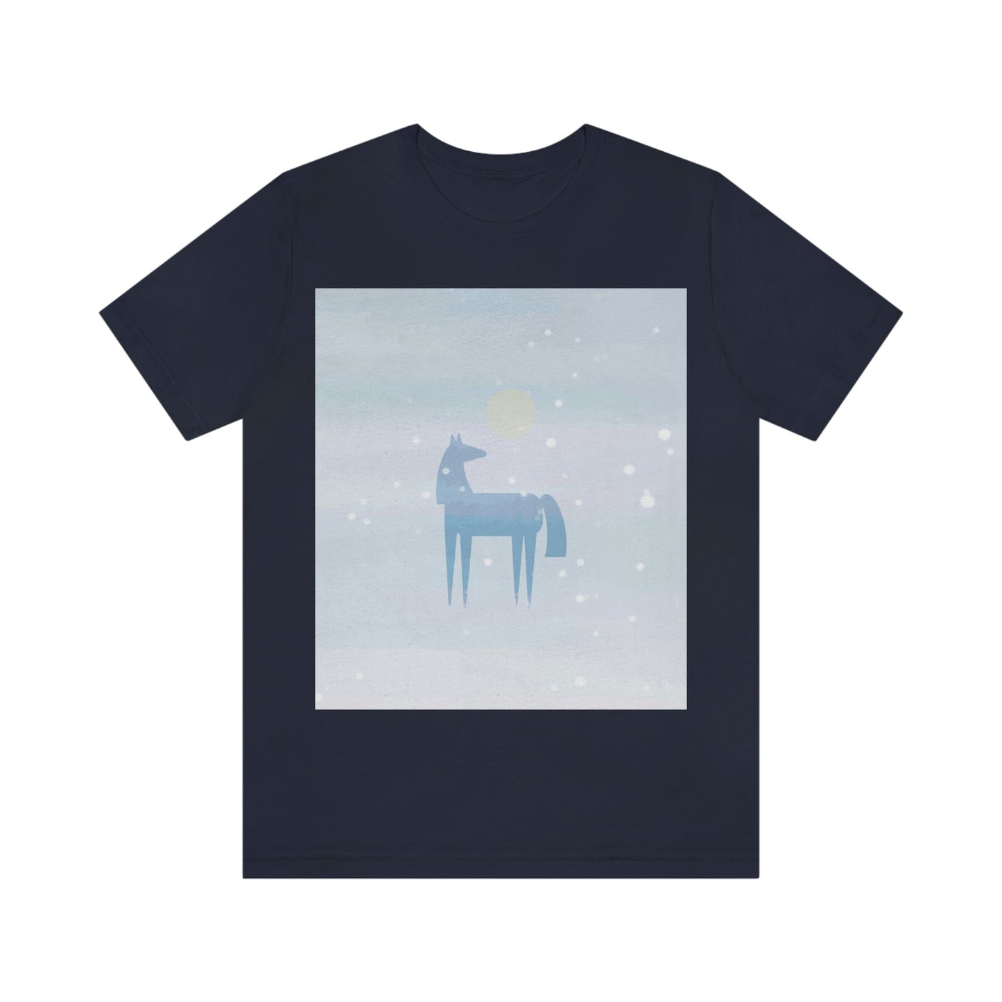 Horse Under the Snow Winter Landscape Unisex Jersey Short Sleeve T-Shirt Ichaku [Perfect Gifts Selection]