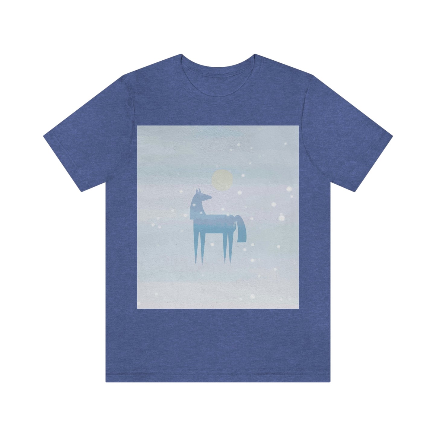 Horse Under the Snow Winter Landscape Unisex Jersey Short Sleeve T-Shirt Ichaku [Perfect Gifts Selection]