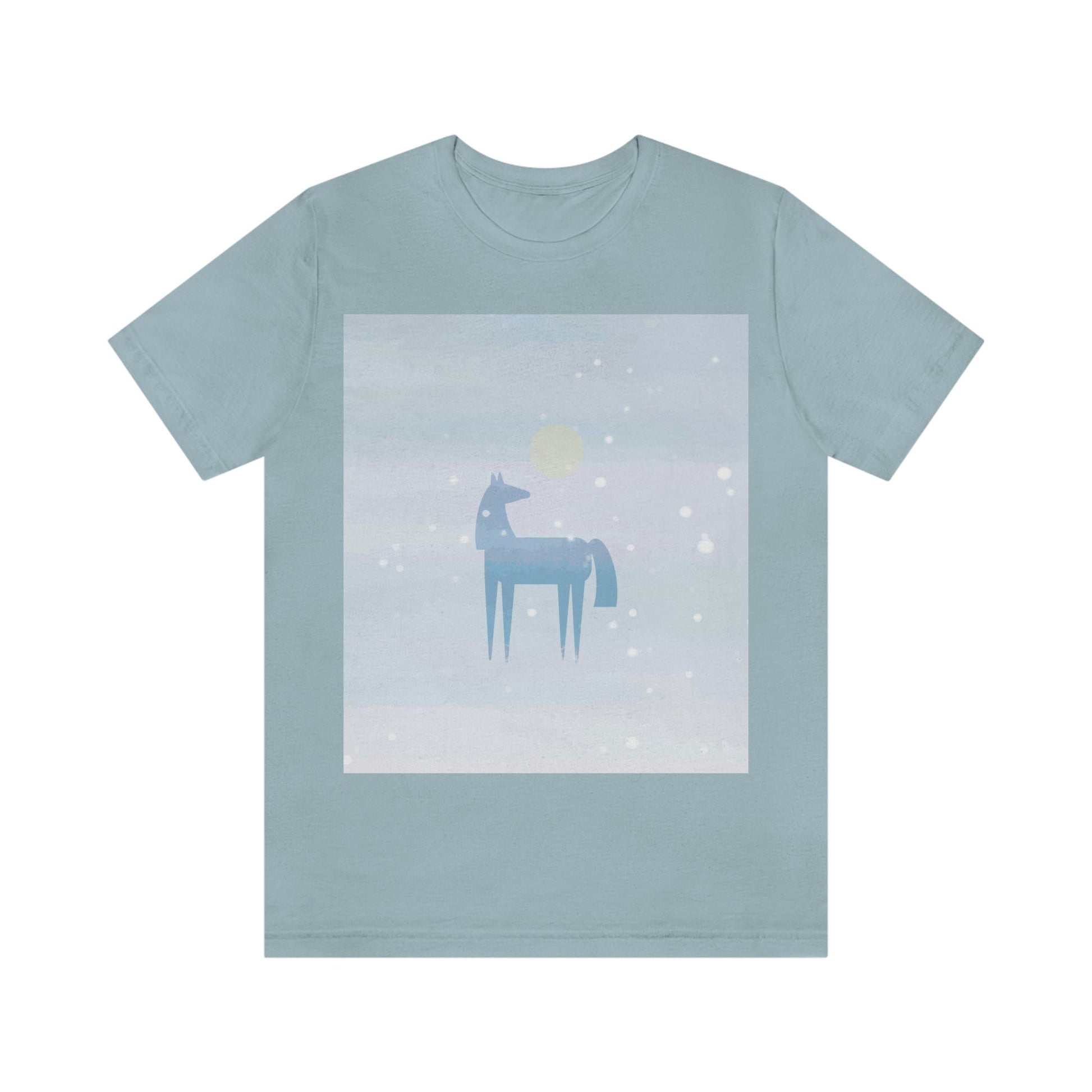 Horse Under the Snow Winter Landscape Unisex Jersey Short Sleeve T-Shirt Ichaku [Perfect Gifts Selection]