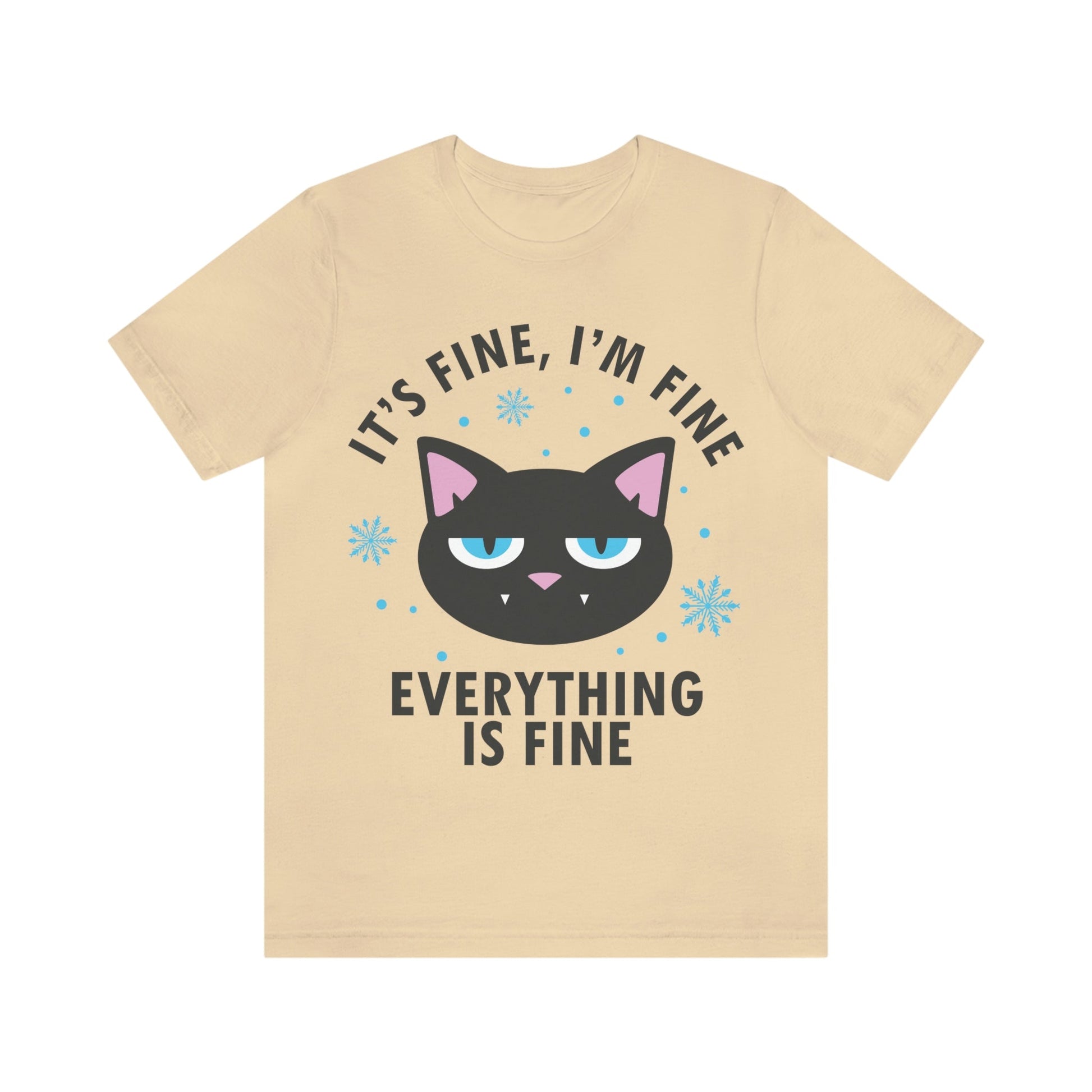 I Am Fine Everything is Fine Funny Cat Meme Quotes Unisex Jersey Short Sleeve T-Shirt Ichaku [Perfect Gifts Selection]