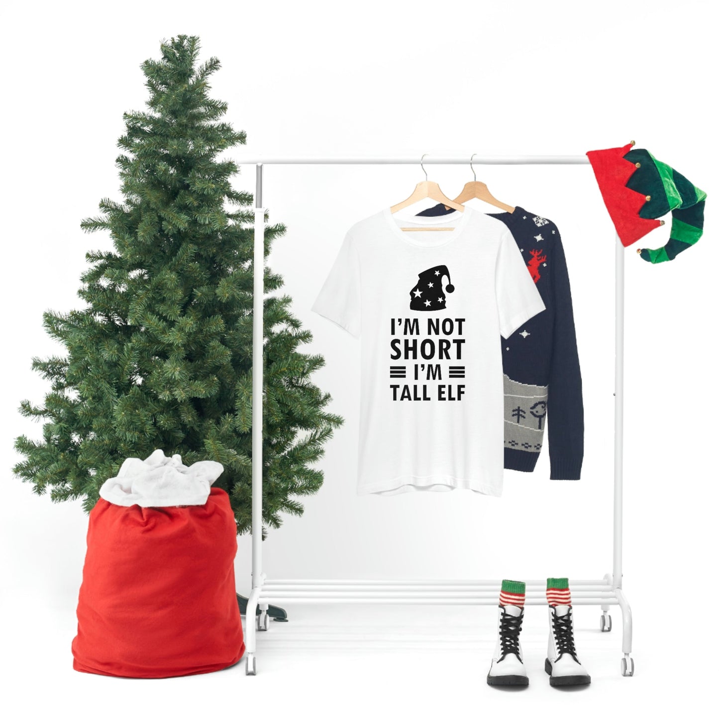 I Am Not Short I Am Tall Elf Self Love Funny Quotes Christmas Unisex Jersey Short Sleeve T-Shirt Ichaku [Perfect Gifts Selection]