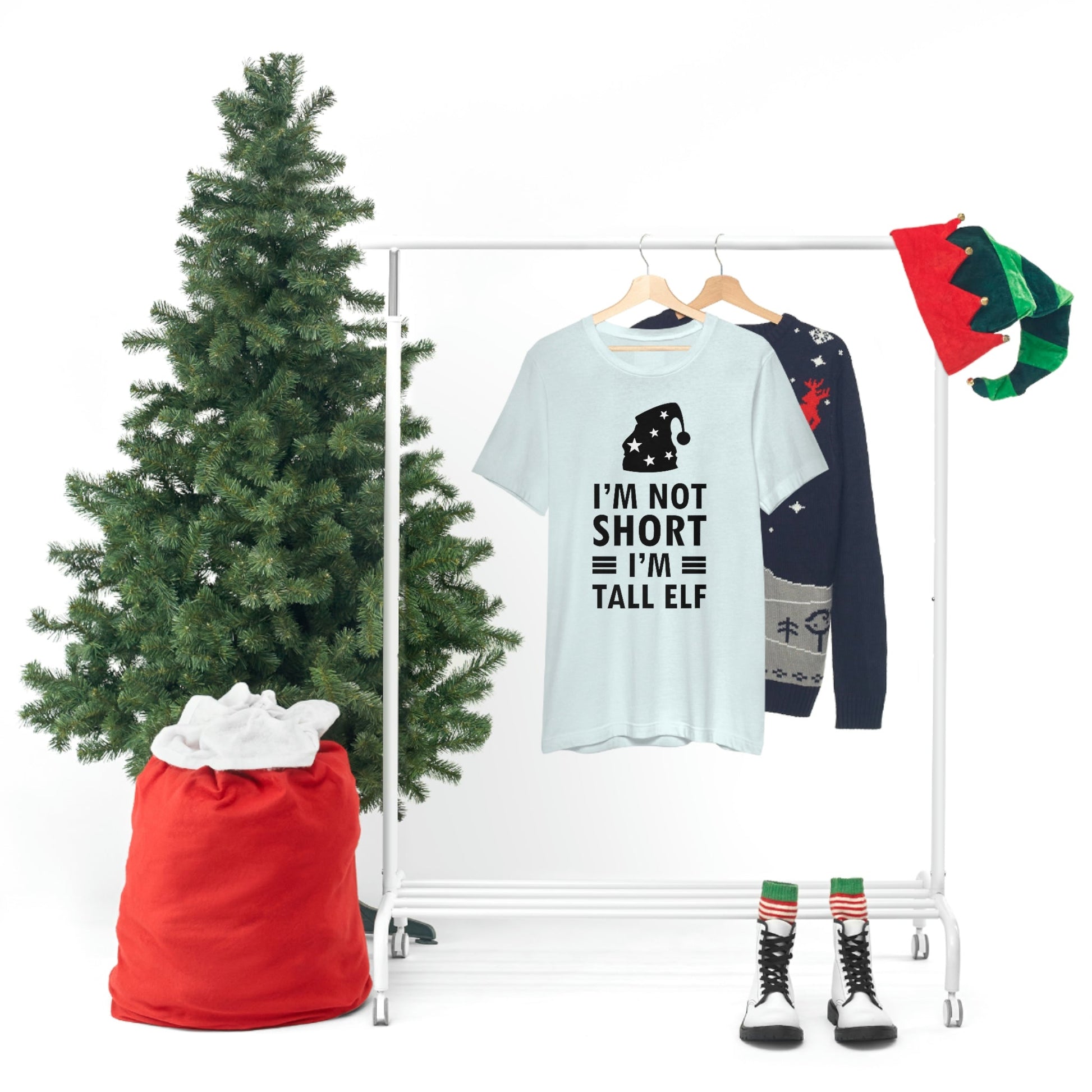 I Am Not Short I Am Tall Elf Self Love Funny Quotes Christmas Unisex Jersey Short Sleeve T-Shirt Ichaku [Perfect Gifts Selection]