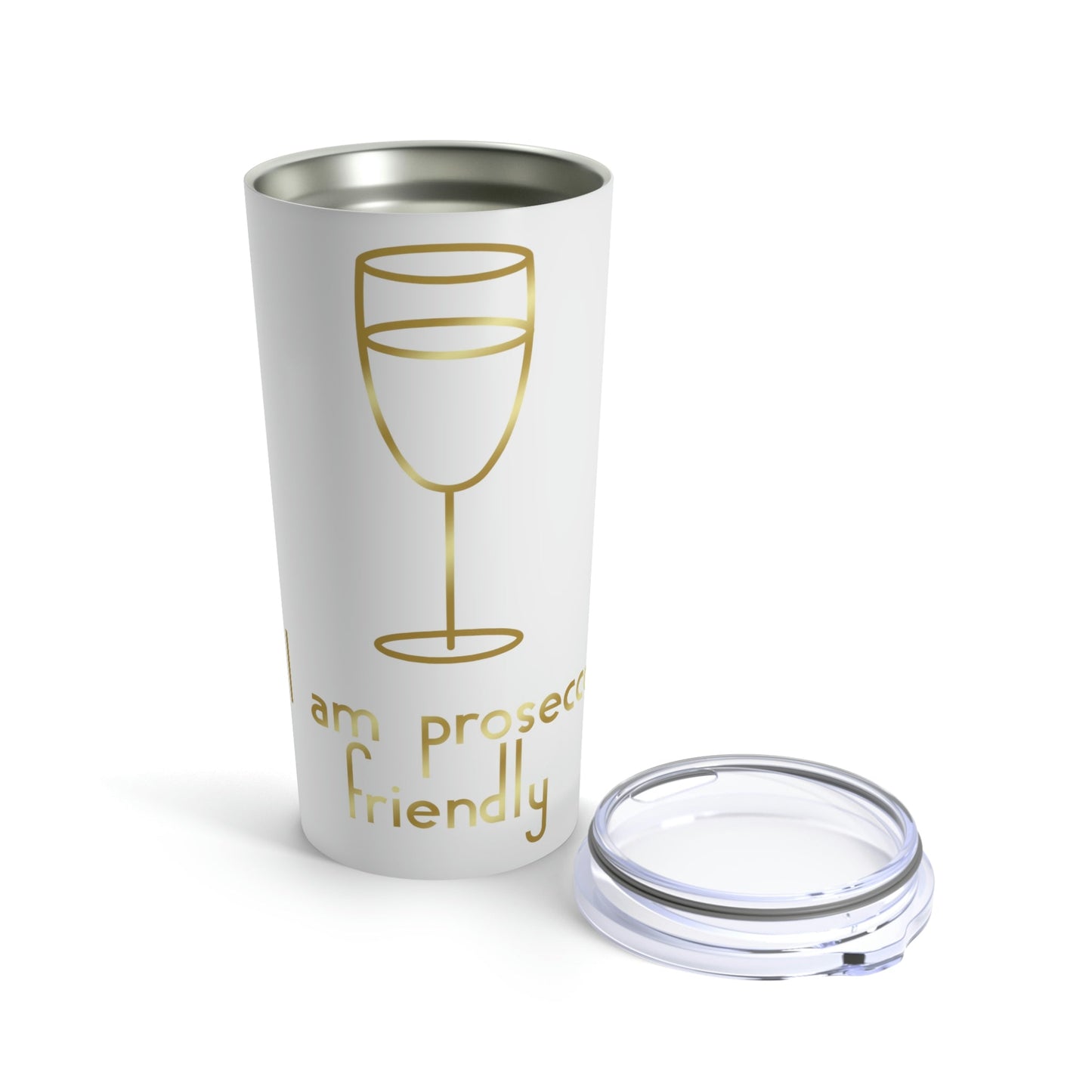 I Am Prosecco Friendly Minimal Art Aesthetic Stainless Steel Hot or Cold Vacuum Tumbler 20oz Ichaku [Perfect Gifts Selection]