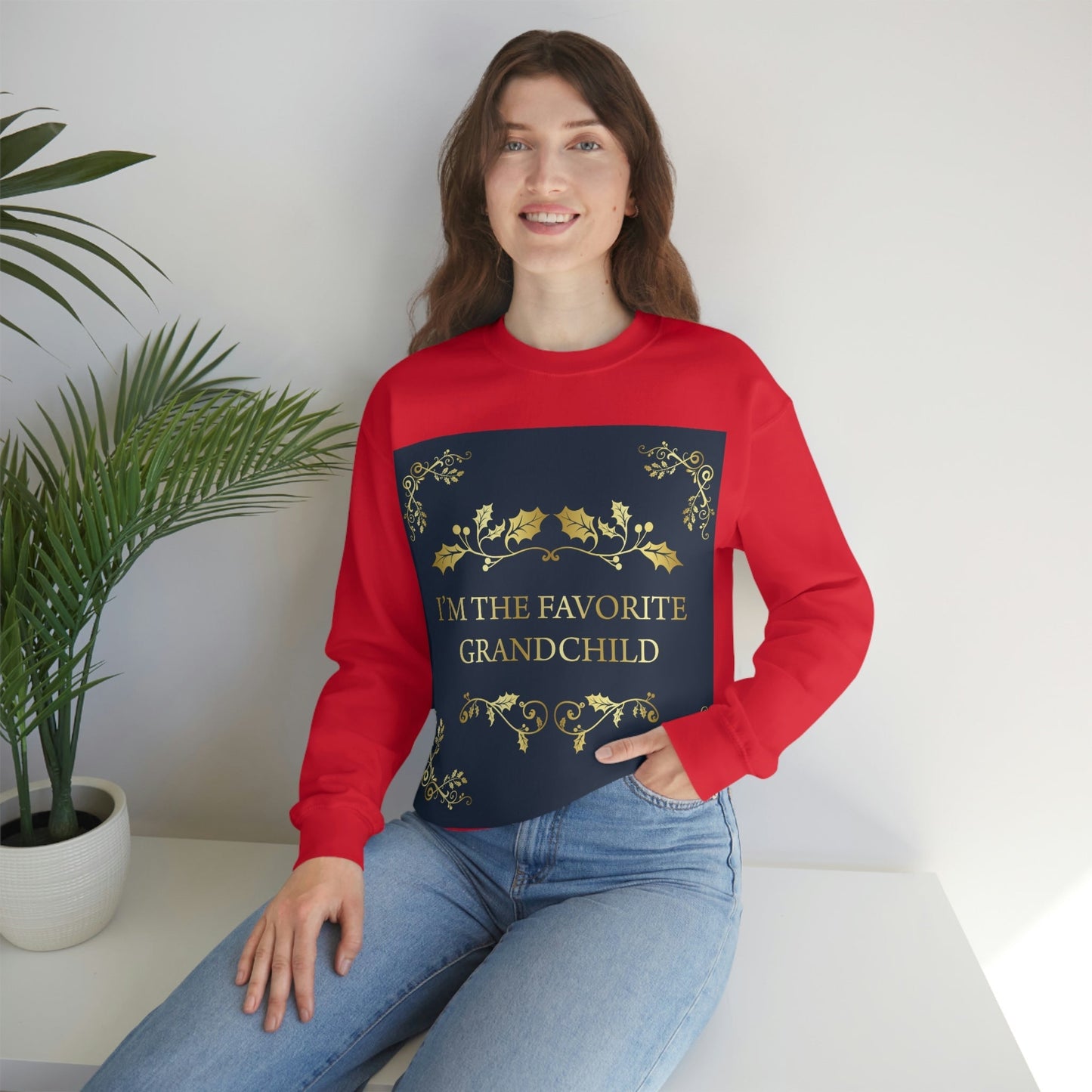 I`M The Favorite Grandchild Happy Birthday Unisex Heavy Blend™ Crewneck Sweatshirt Ichaku [Perfect Gifts Selection]