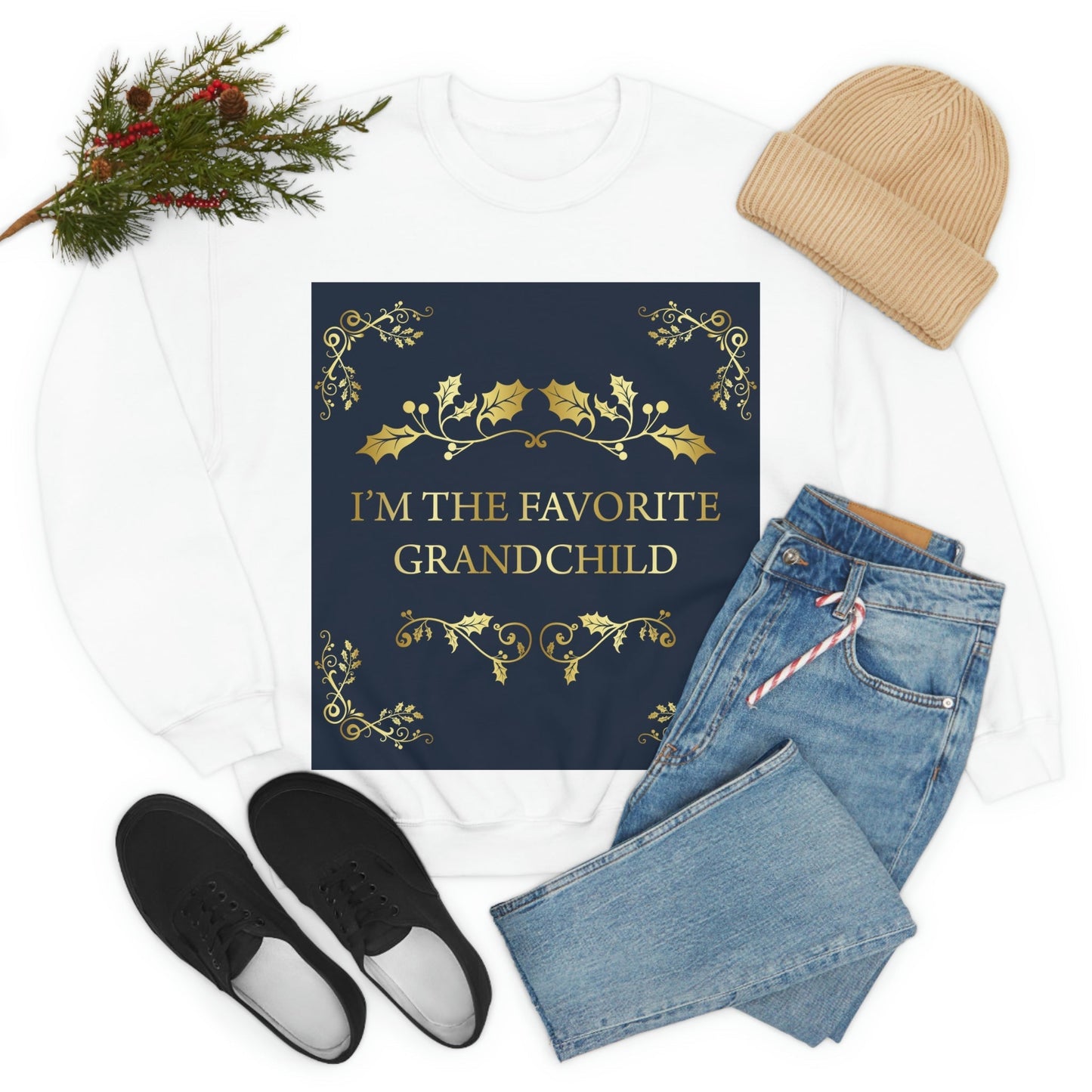 I`M The Favorite Grandchild Happy Birthday Unisex Heavy Blend™ Crewneck Sweatshirt Ichaku [Perfect Gifts Selection]