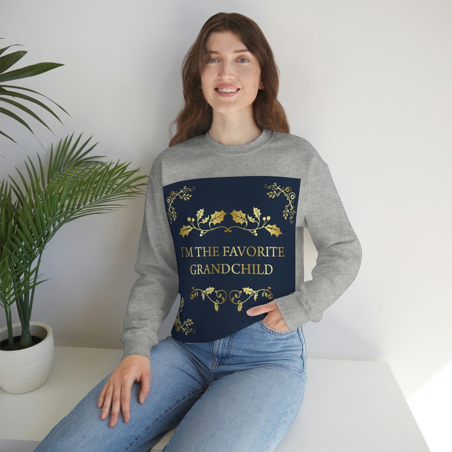 I`M The Favorite Grandchild Happy Birthday Unisex Heavy Blend™ Crewneck Sweatshirt Ichaku [Perfect Gifts Selection]