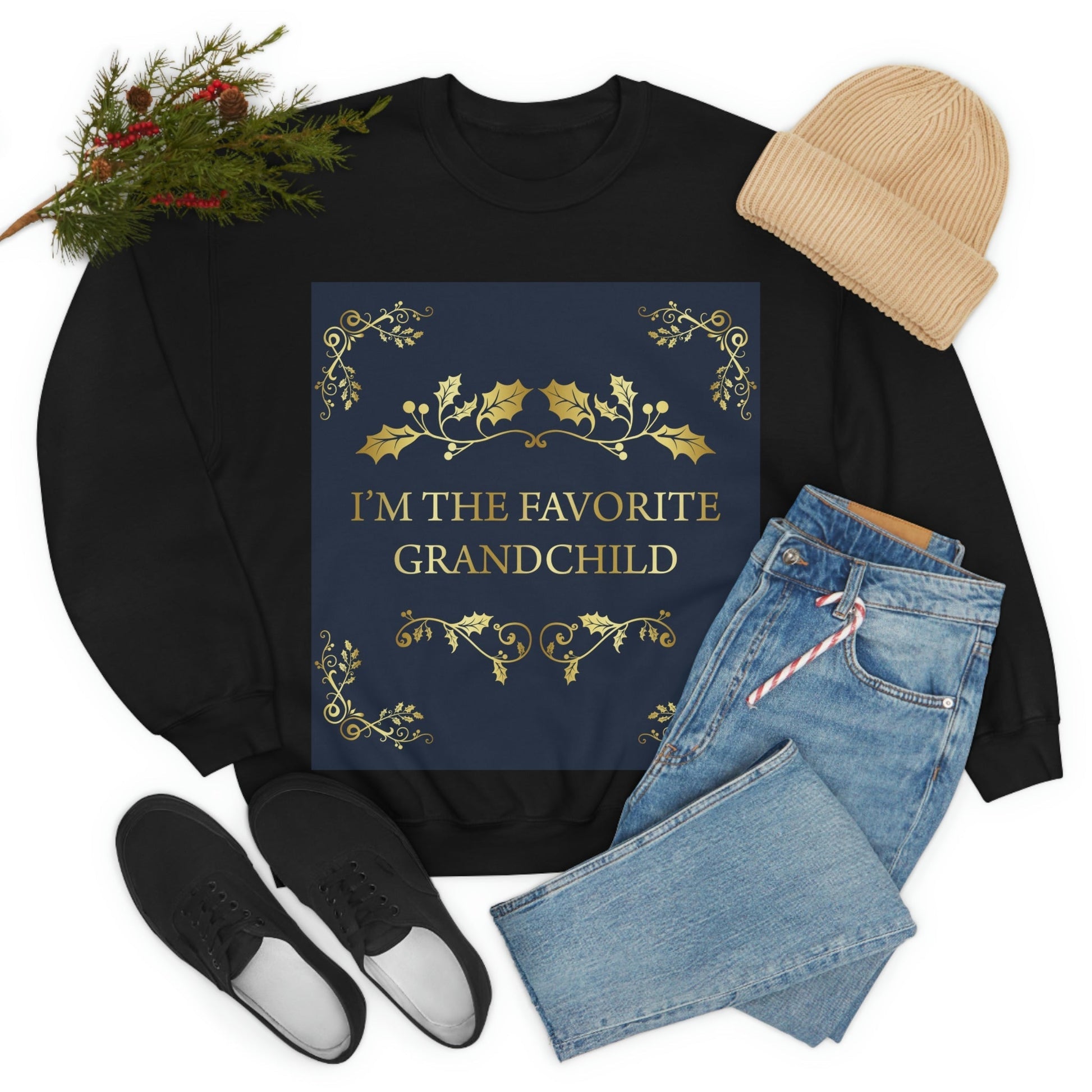 I`M The Favorite Grandchild Happy Birthday Unisex Heavy Blend™ Crewneck Sweatshirt Ichaku [Perfect Gifts Selection]