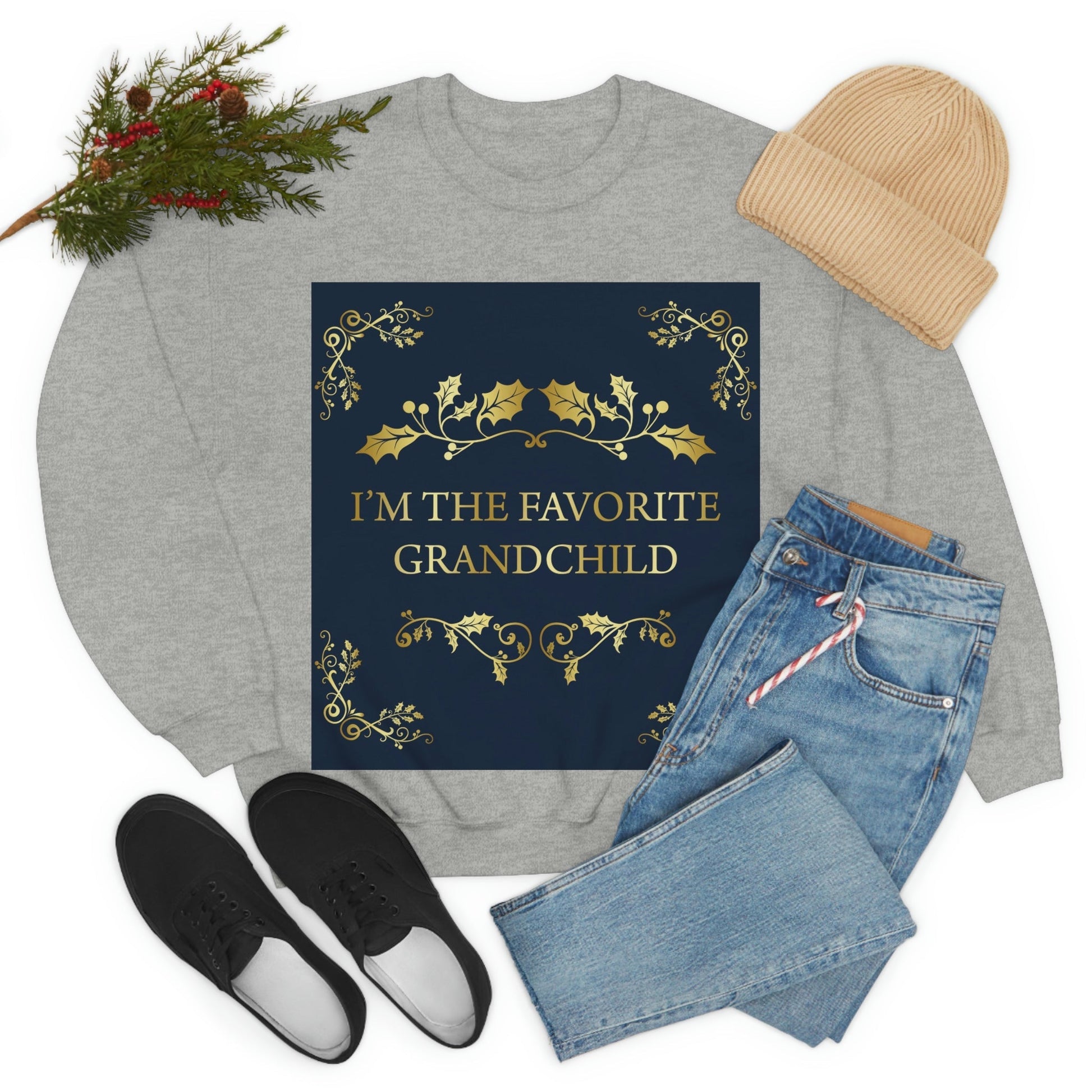 I`M The Favorite Grandchild Happy Birthday Unisex Heavy Blend™ Crewneck Sweatshirt Ichaku [Perfect Gifts Selection]