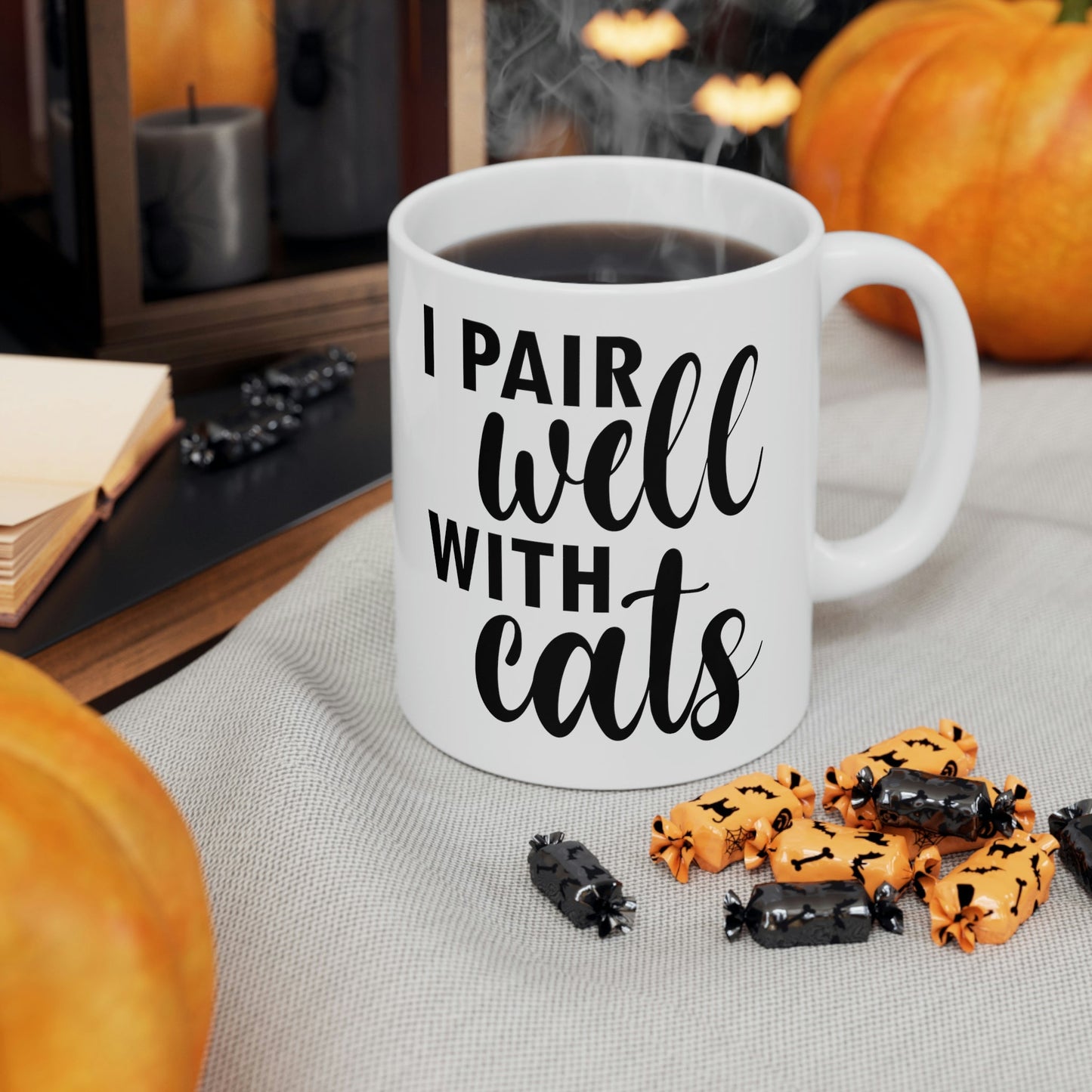 I Pair Well With Cats Funny Cat Meme Quotes Ceramic Mug 11oz Ichaku [Perfect Gifts Selection]