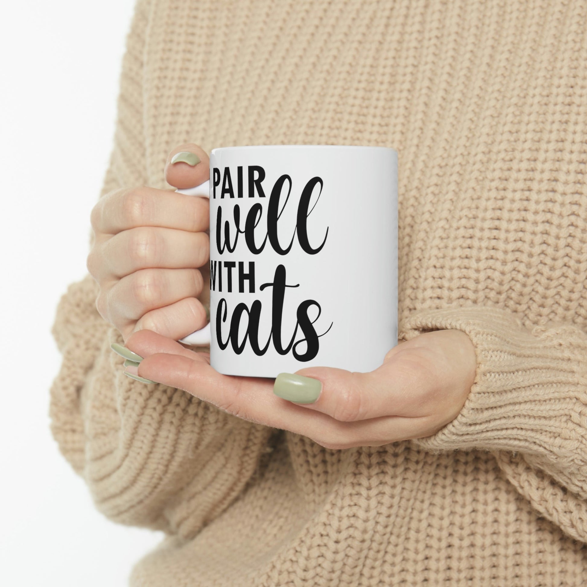 I Pair Well With Cats Funny Cat Meme Quotes Ceramic Mug 11oz Ichaku [Perfect Gifts Selection]