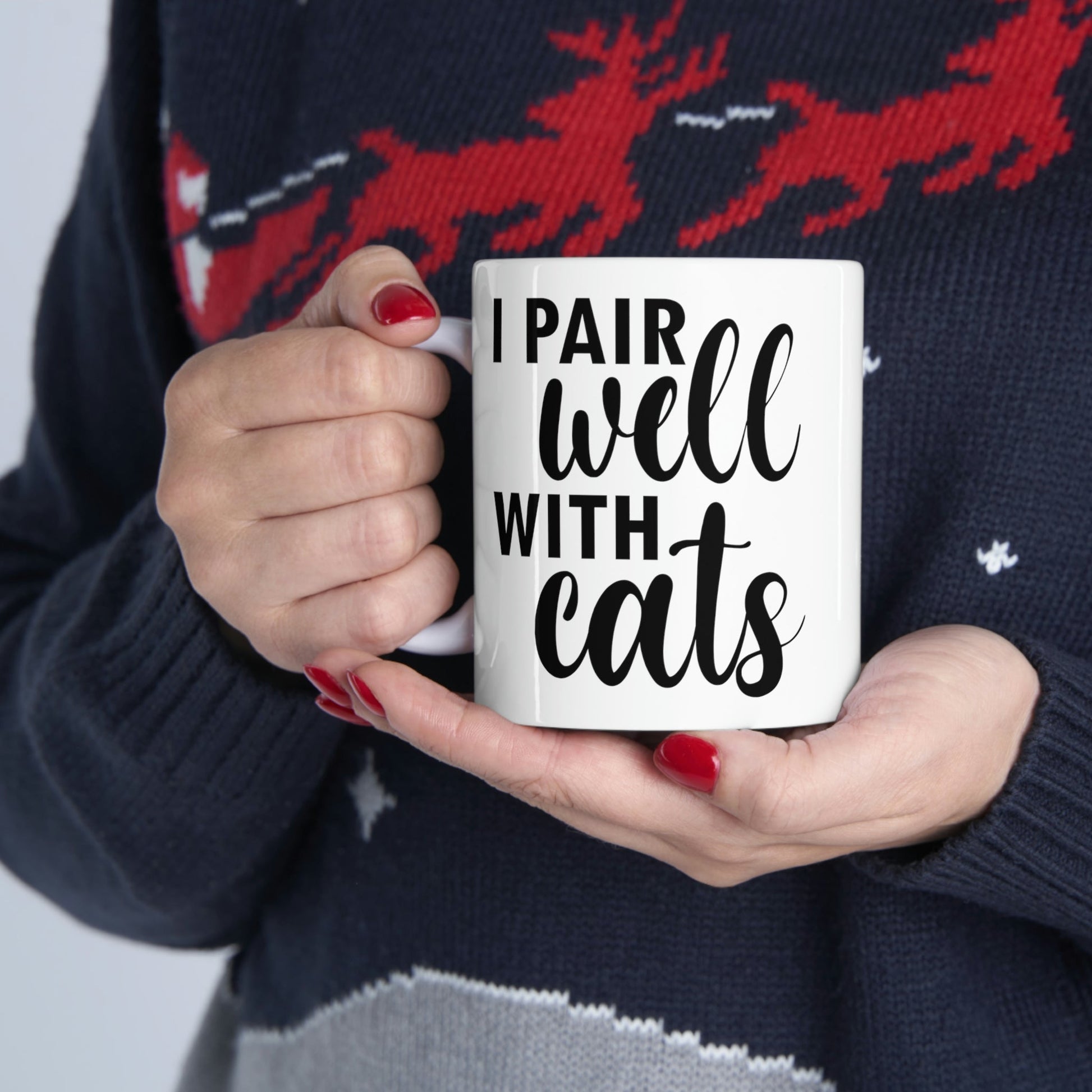 I Pair Well With Cats Funny Cat Meme Quotes Ceramic Mug 11oz Ichaku [Perfect Gifts Selection]