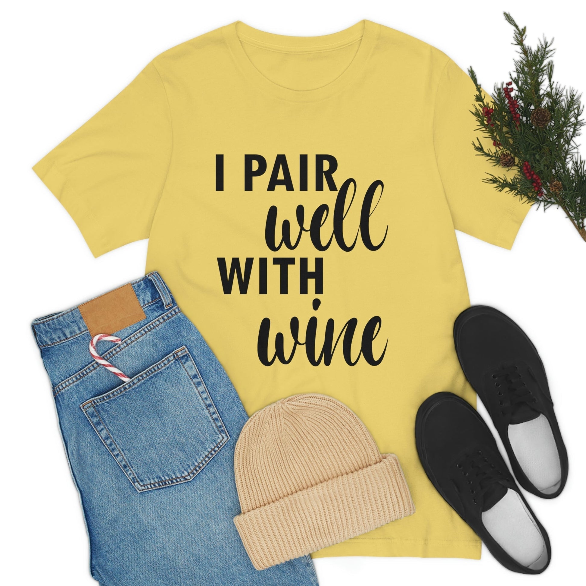 I Pair Well With Wine Bar Lovers Slogans Unisex Jersey Short Sleeve T-Shirt Ichaku [Perfect Gifts Selection]