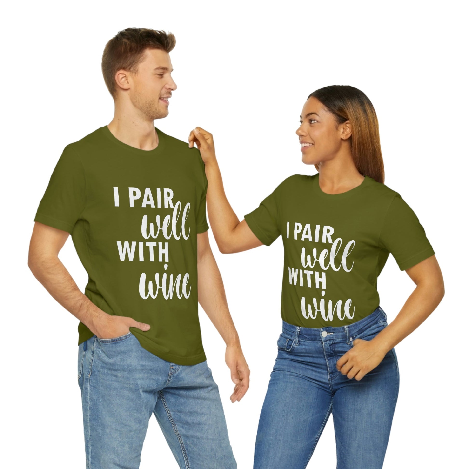 I Pair Well With Wine Bar Lovers Slogans  White Text Unisex Jersey Short Sleeve T-Shirt Ichaku [Perfect Gifts Selection]