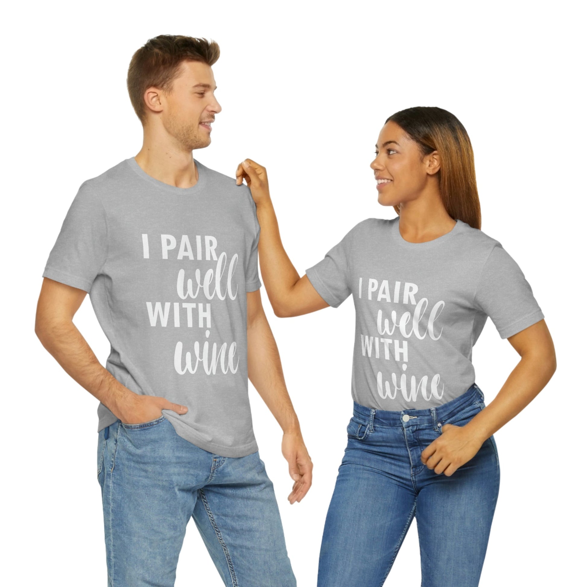 I Pair Well With Wine Bar Lovers Slogans  White Text Unisex Jersey Short Sleeve T-Shirt Ichaku [Perfect Gifts Selection]