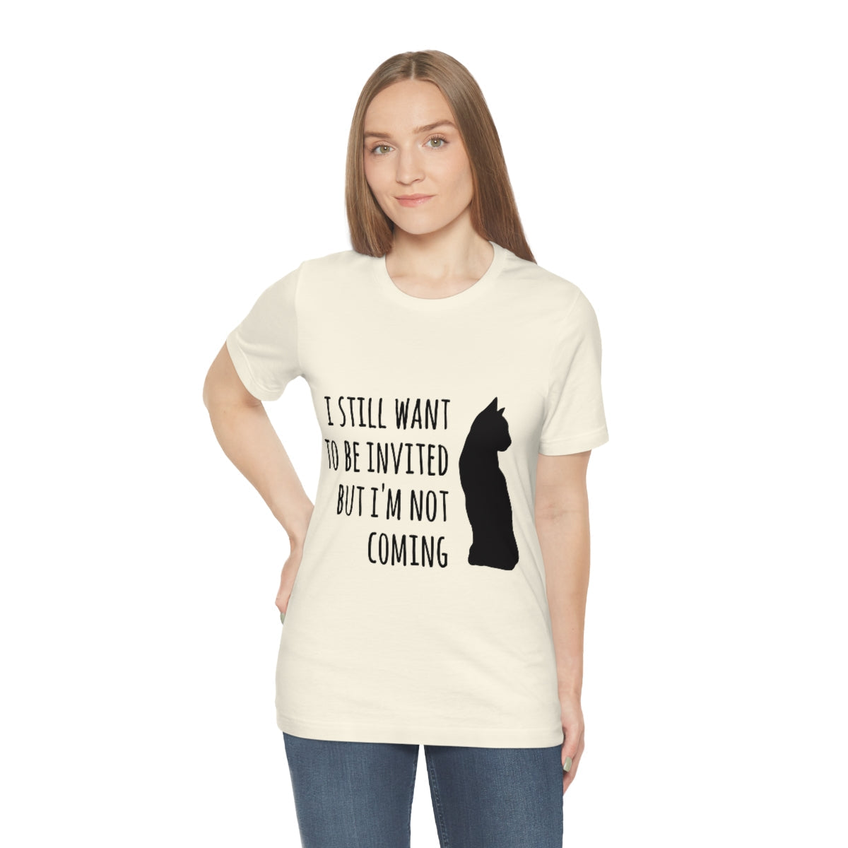 I Want To Be Invited But I`m Not Comming, White Cat Unisex Jersey Short Sleeve T-Shirt Ichaku [Perfect Gifts Selection]