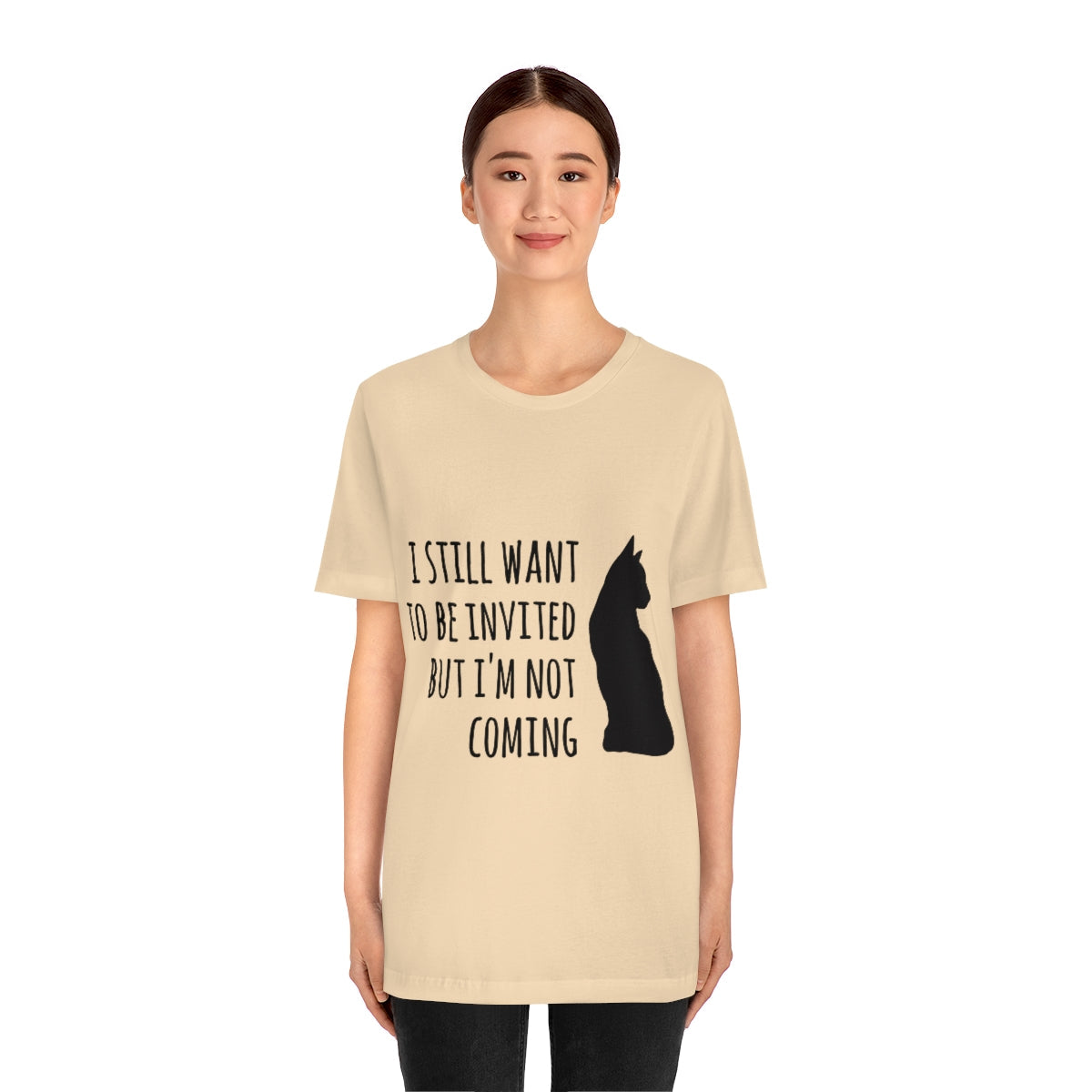 I Want To Be Invited But I`m Not Comming, White Cat Unisex Jersey Short Sleeve T-Shirt Ichaku [Perfect Gifts Selection]