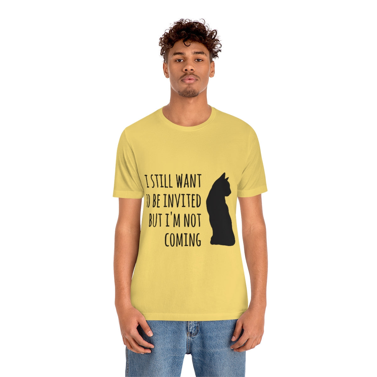 I Want To Be Invited But I`m Not Comming, White Cat Unisex Jersey Short Sleeve T-Shirt Ichaku [Perfect Gifts Selection]