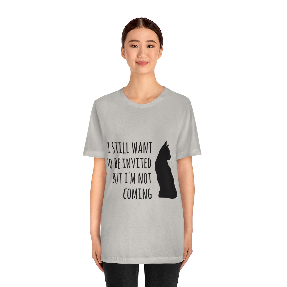 I Want To Be Invited But I`m Not Comming, White Cat Unisex Jersey Short Sleeve T-Shirt Ichaku [Perfect Gifts Selection]