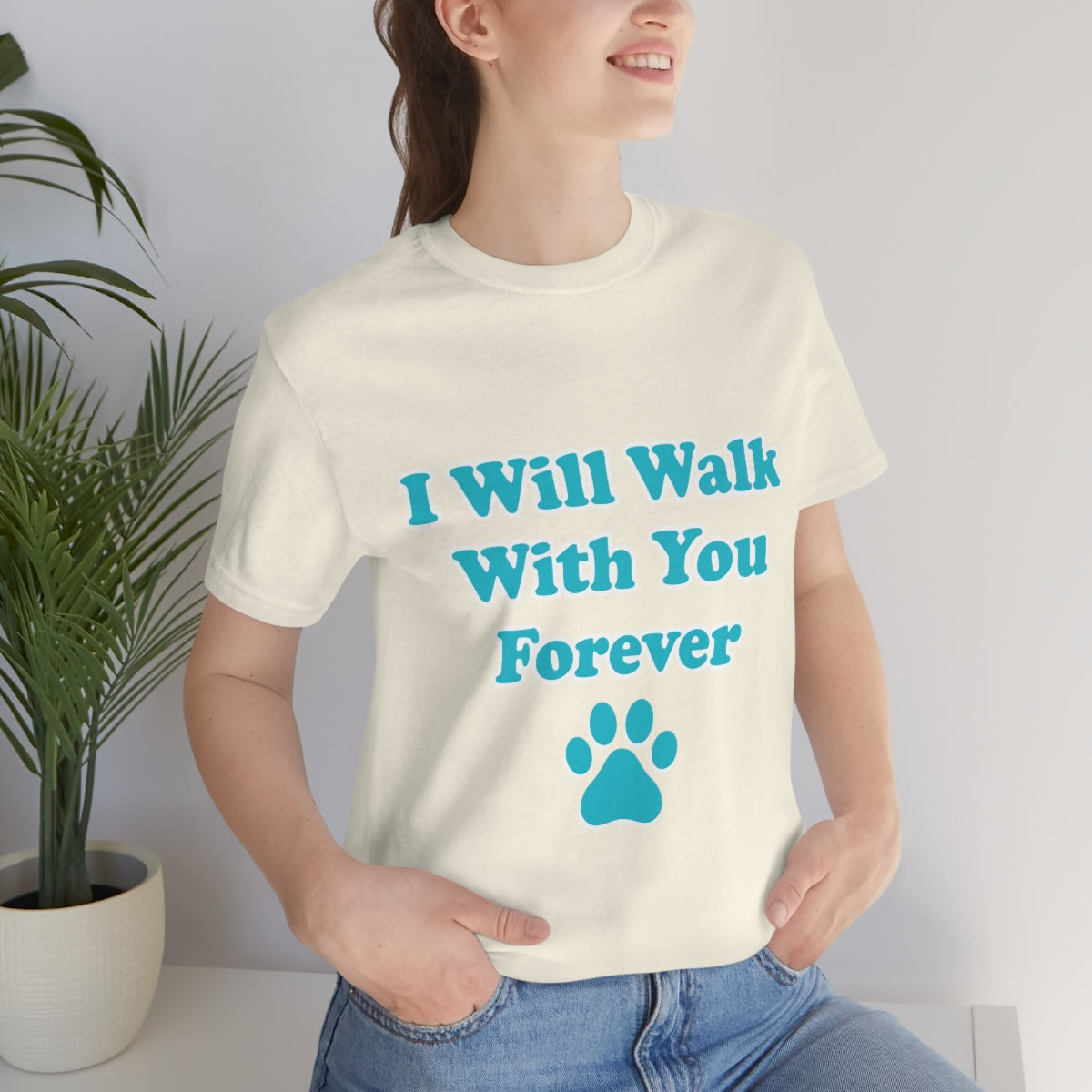 I Will Walk With You Forever Cat Lover Unisex Jersey Short Sleeve T-Shirt Ichaku [Perfect Gifts Selection]