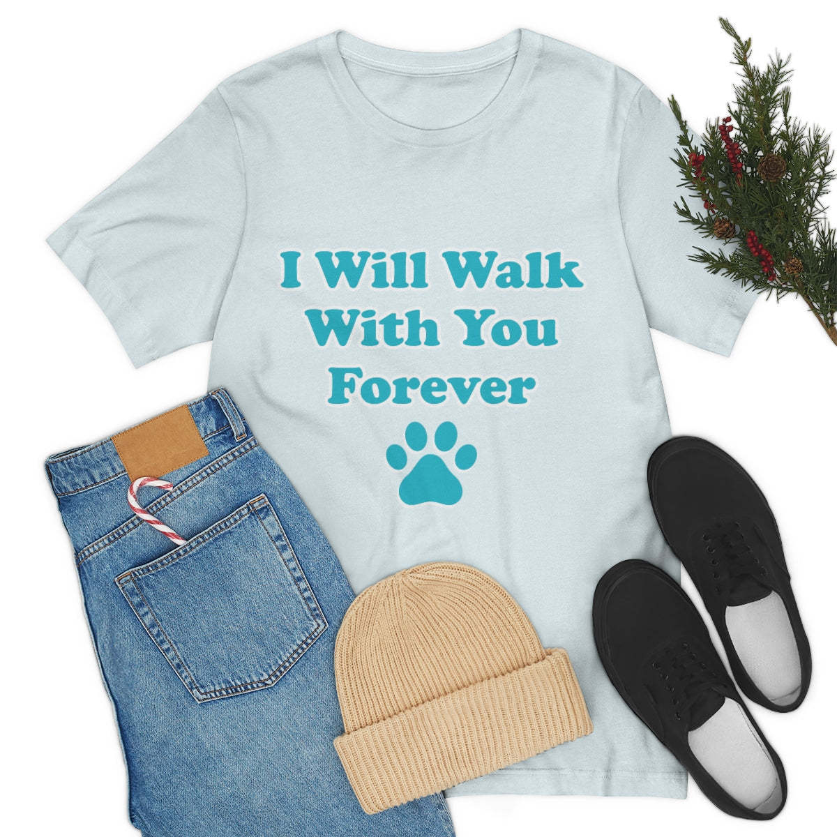 I Will Walk With You Forever Cat Lover Unisex Jersey Short Sleeve T-Shirt Ichaku [Perfect Gifts Selection]