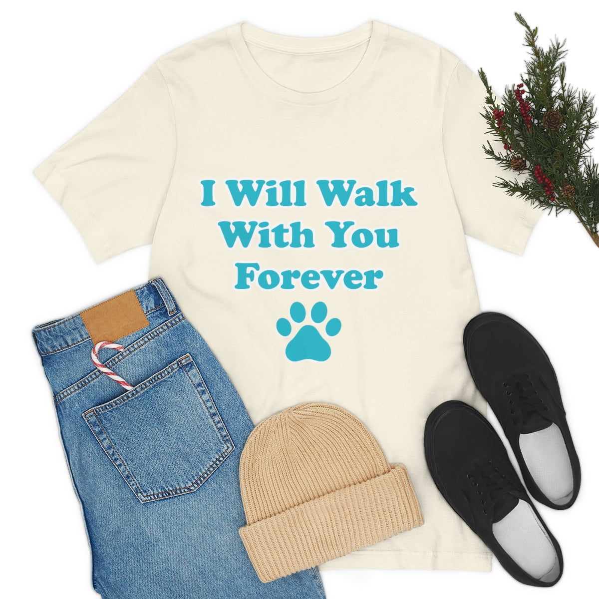 I Will Walk With You Forever Cat Lover Unisex Jersey Short Sleeve T-Shirt Ichaku [Perfect Gifts Selection]