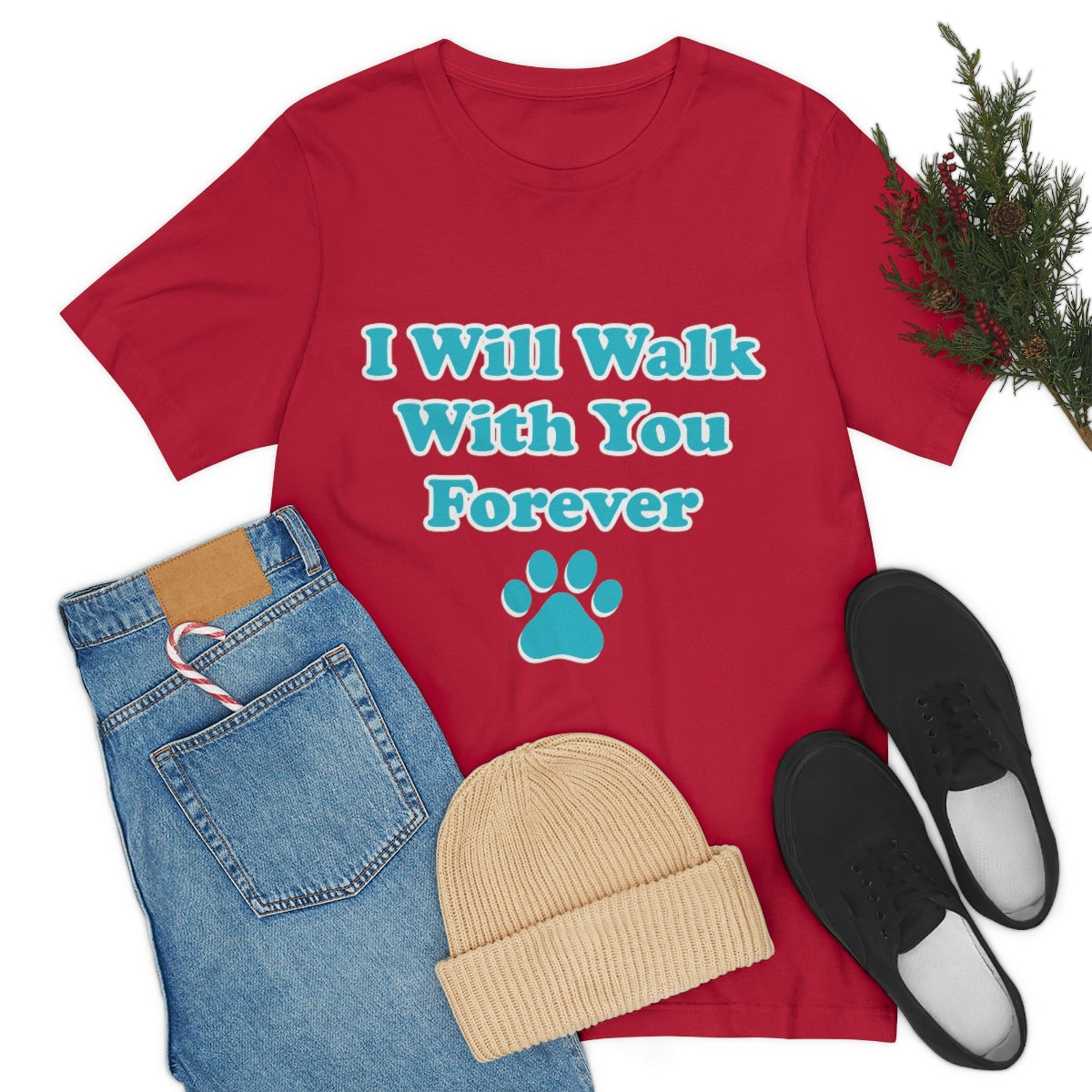 I Will Walk With You Forever Cat Lover Unisex Jersey Short Sleeve T-Shirt Ichaku [Perfect Gifts Selection]