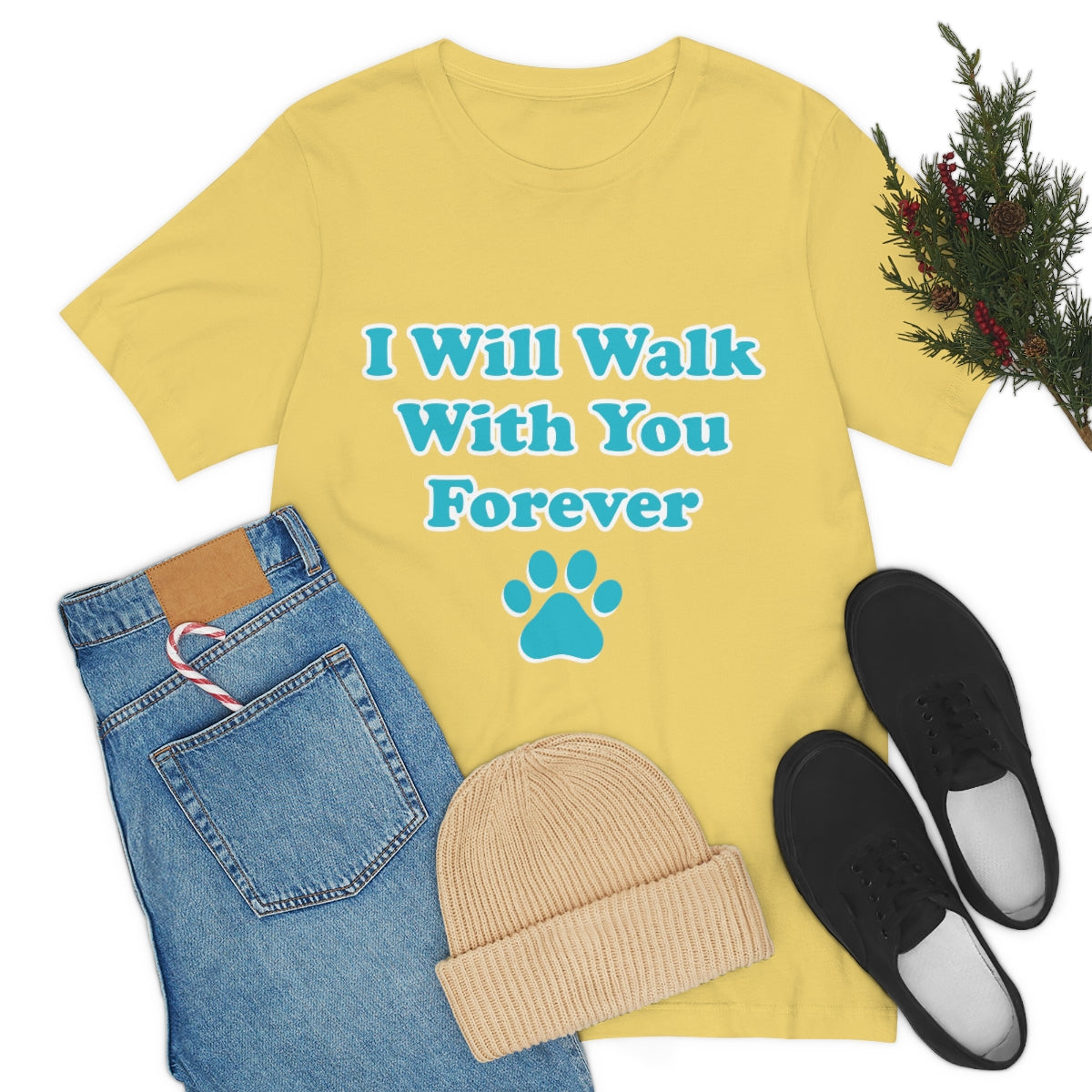 I Will Walk With You Forever Cat Lover Unisex Jersey Short Sleeve T-Shirt Ichaku [Perfect Gifts Selection]