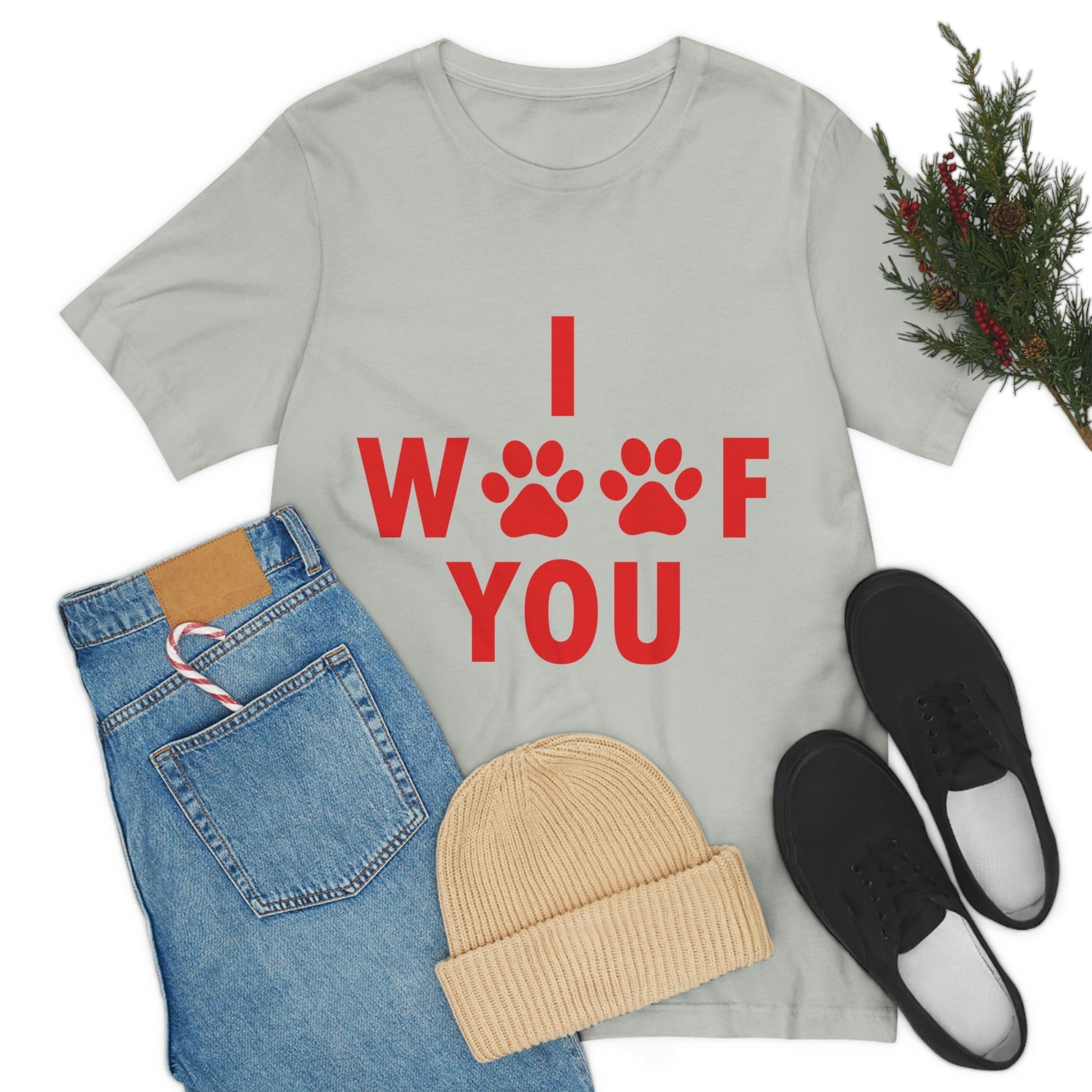 I Woof You Funny Dogs Valentine Quotes Unisex Jersey Short Sleeve T-Shirt Ichaku [Perfect Gifts Selection]