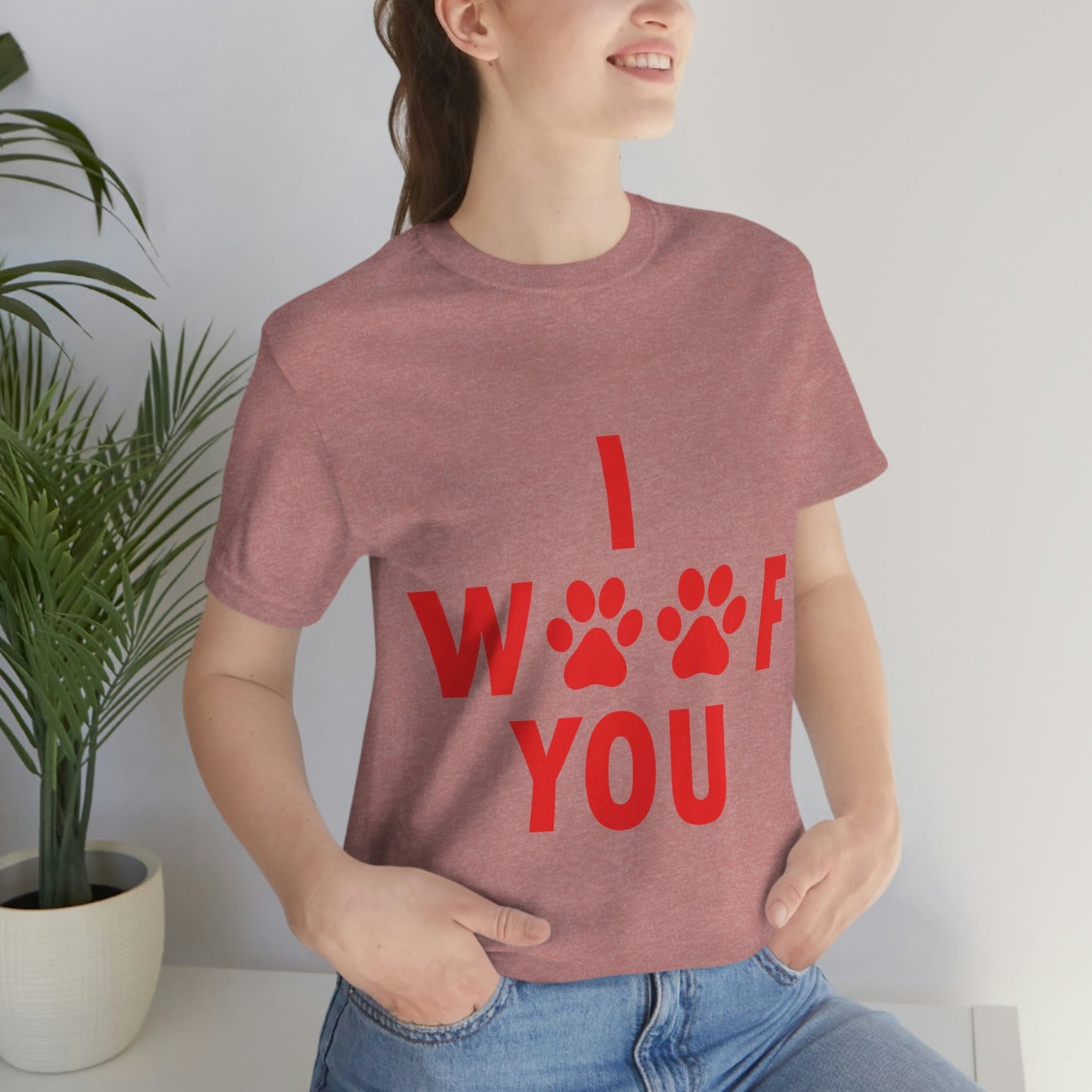 I Woof You Funny Dogs Valentine Quotes Unisex Jersey Short Sleeve T-Shirt Ichaku [Perfect Gifts Selection]