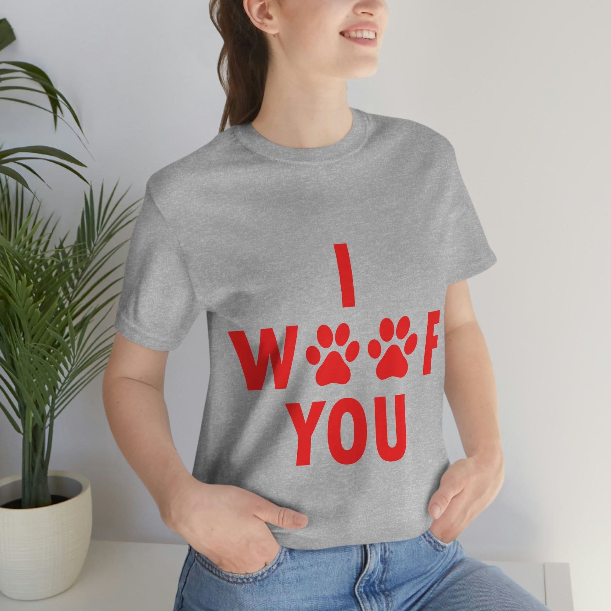 I Woof You Funny Dogs Valentine Quotes Unisex Jersey Short Sleeve T-Shirt Ichaku [Perfect Gifts Selection]