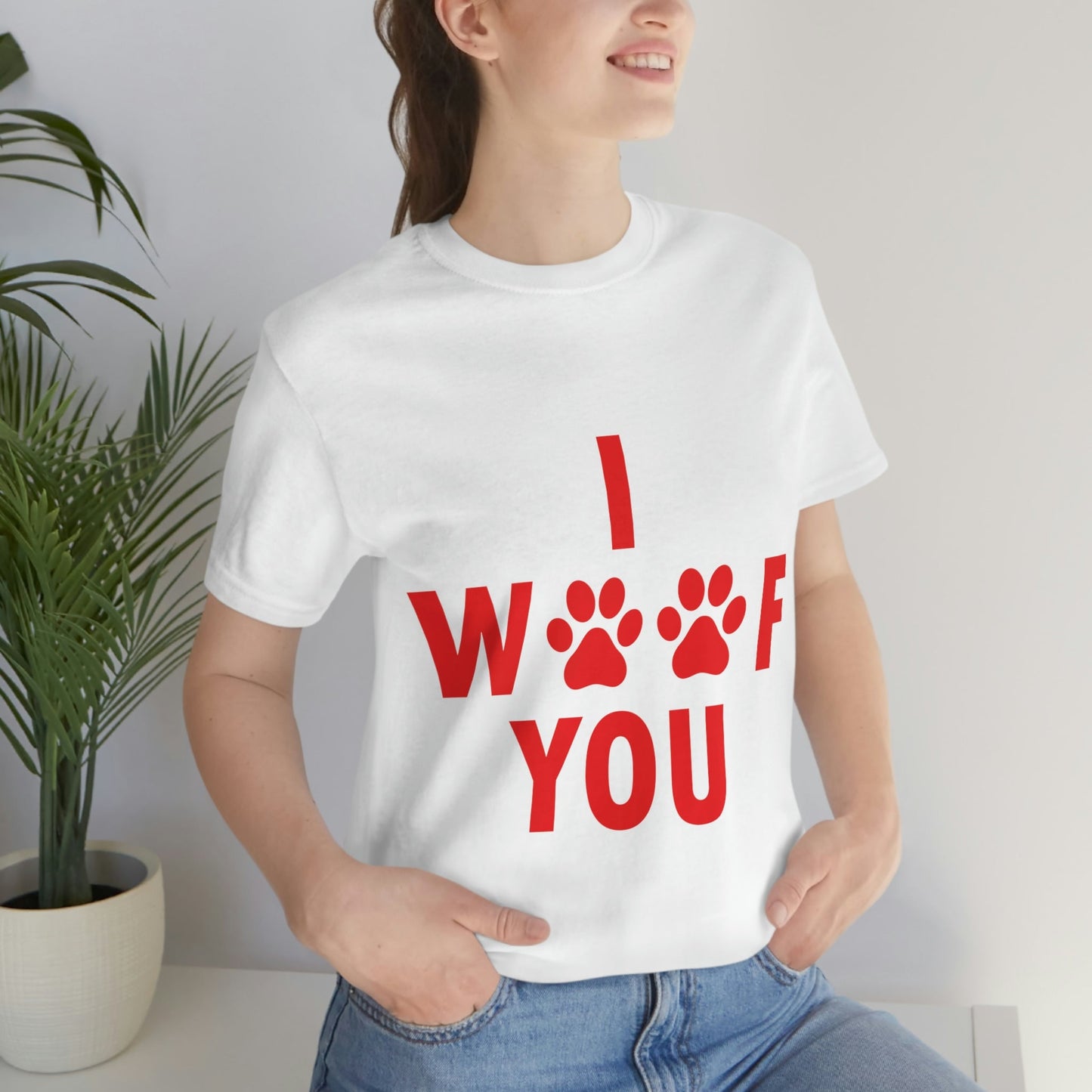 I Woof You Funny Dogs Valentine Quotes Unisex Jersey Short Sleeve T-Shirt Ichaku [Perfect Gifts Selection]