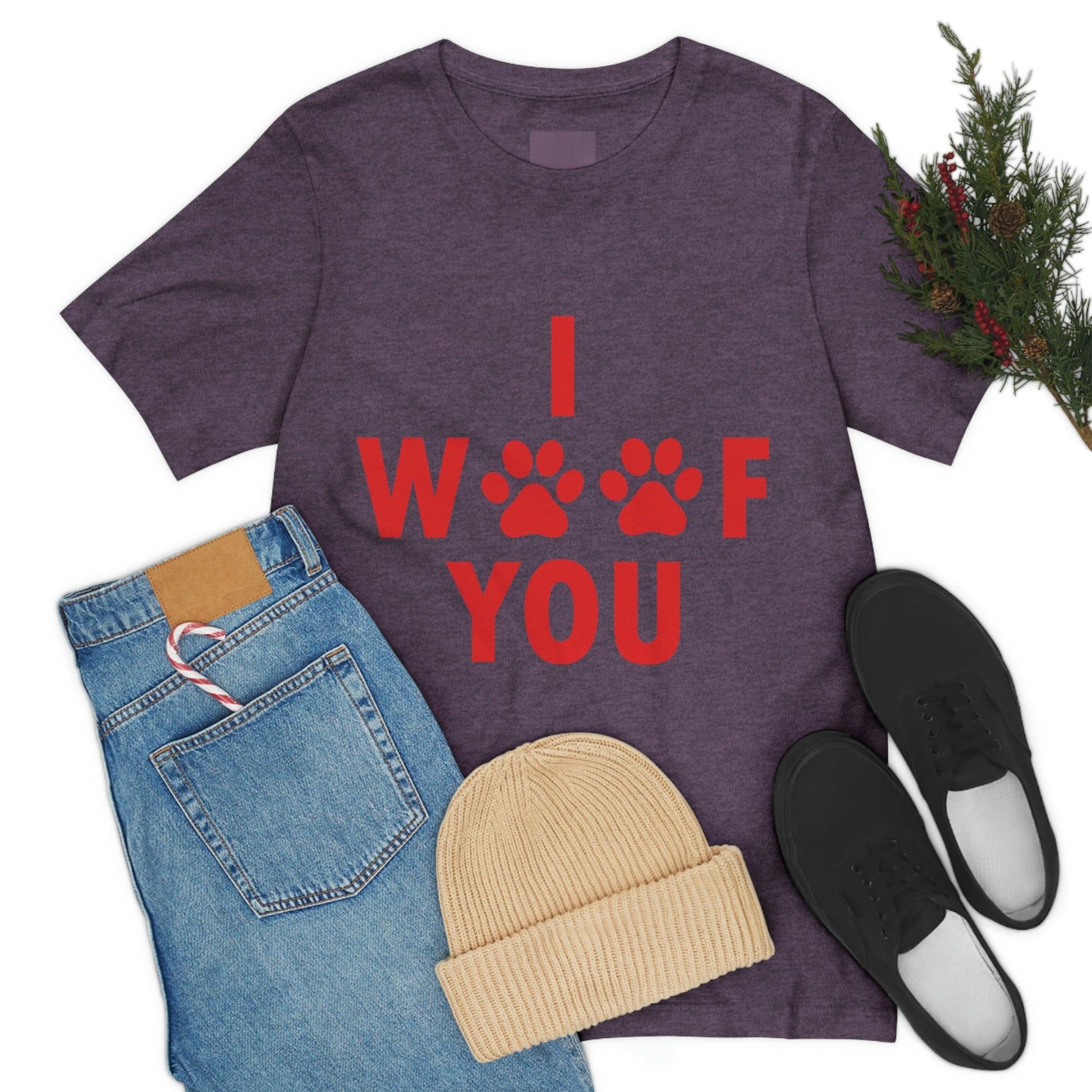 I Woof You Funny Dogs Valentine Quotes Unisex Jersey Short Sleeve T-Shirt Ichaku [Perfect Gifts Selection]