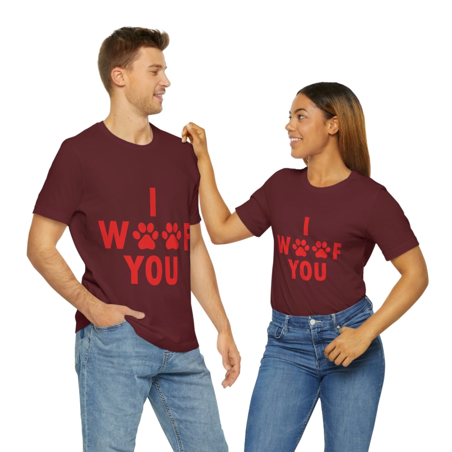 I Woof You Funny Dogs Valentine Quotes Unisex Jersey Short Sleeve T-Shirt Ichaku [Perfect Gifts Selection]