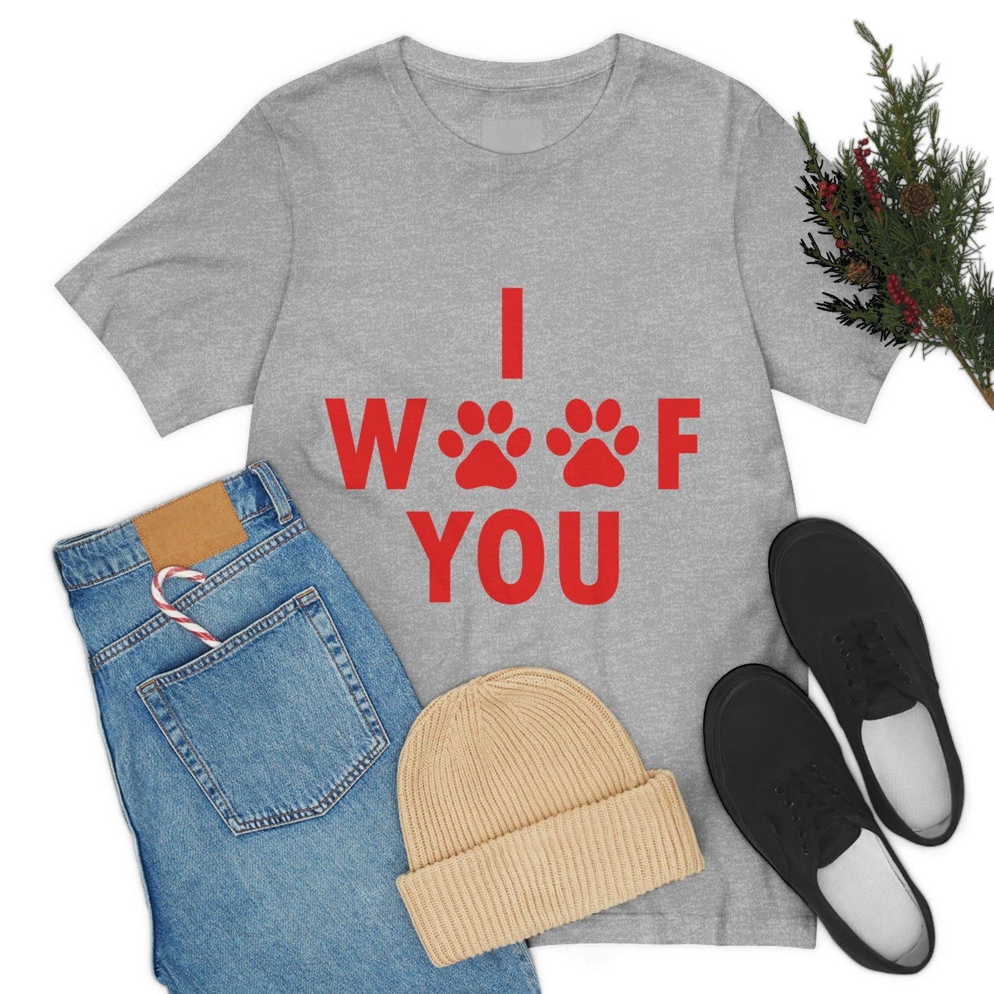 I Woof You Funny Dogs Valentine Quotes Unisex Jersey Short Sleeve T-Shirt Ichaku [Perfect Gifts Selection]