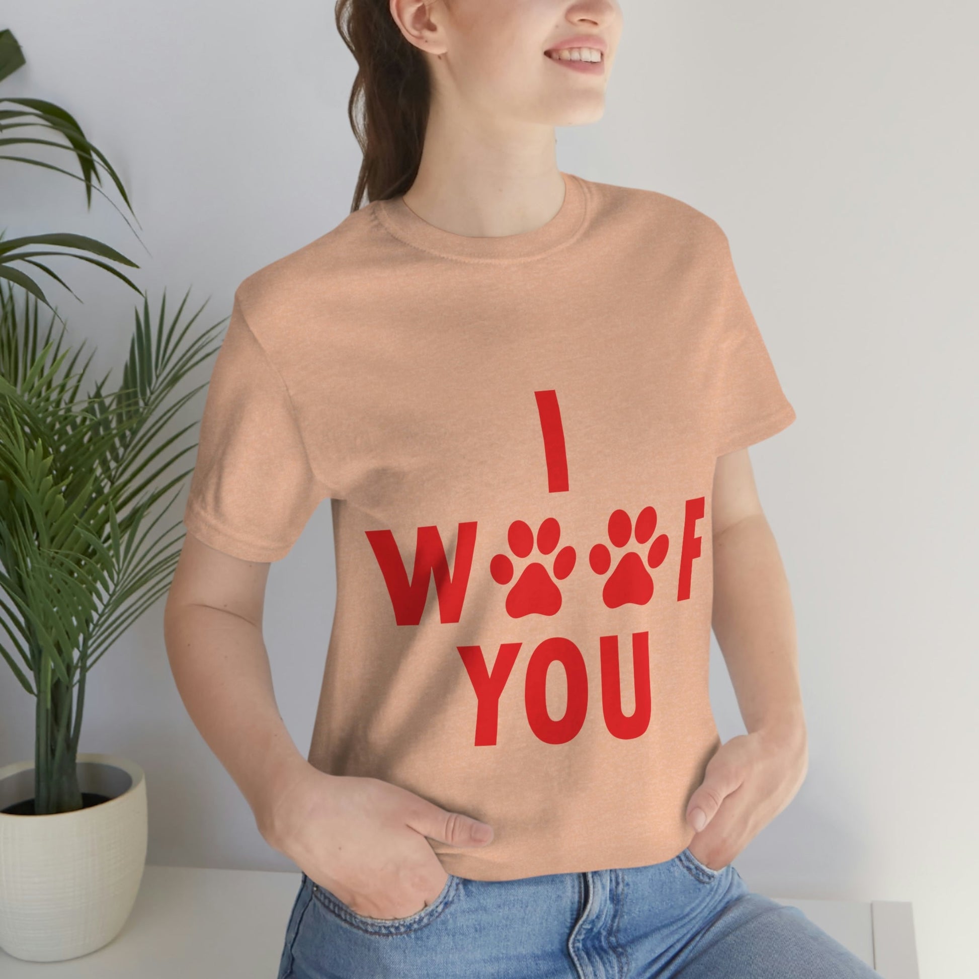 I Woof You Funny Dogs Valentine Quotes Unisex Jersey Short Sleeve T-Shirt Ichaku [Perfect Gifts Selection]