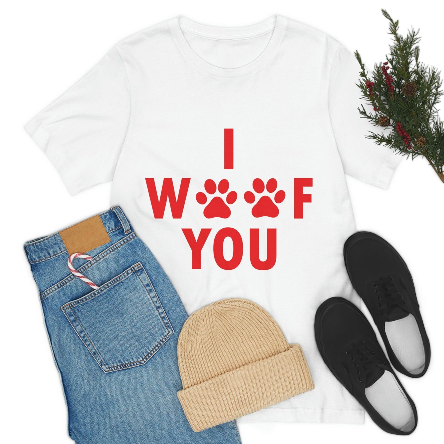 I Woof You Funny Dogs Valentine Quotes Unisex Jersey Short Sleeve T-Shirt Ichaku [Perfect Gifts Selection]