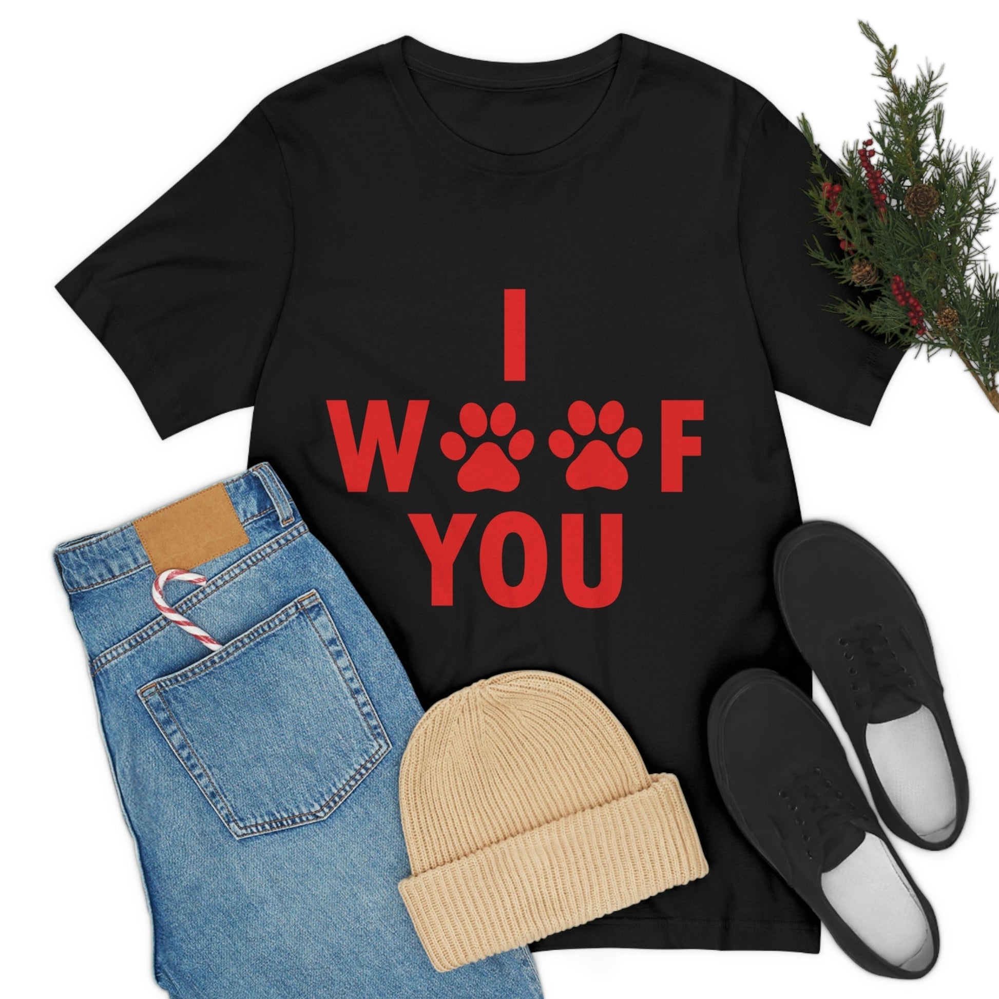 I Woof You Funny Dogs Valentine Quotes Unisex Jersey Short Sleeve T-Shirt Ichaku [Perfect Gifts Selection]