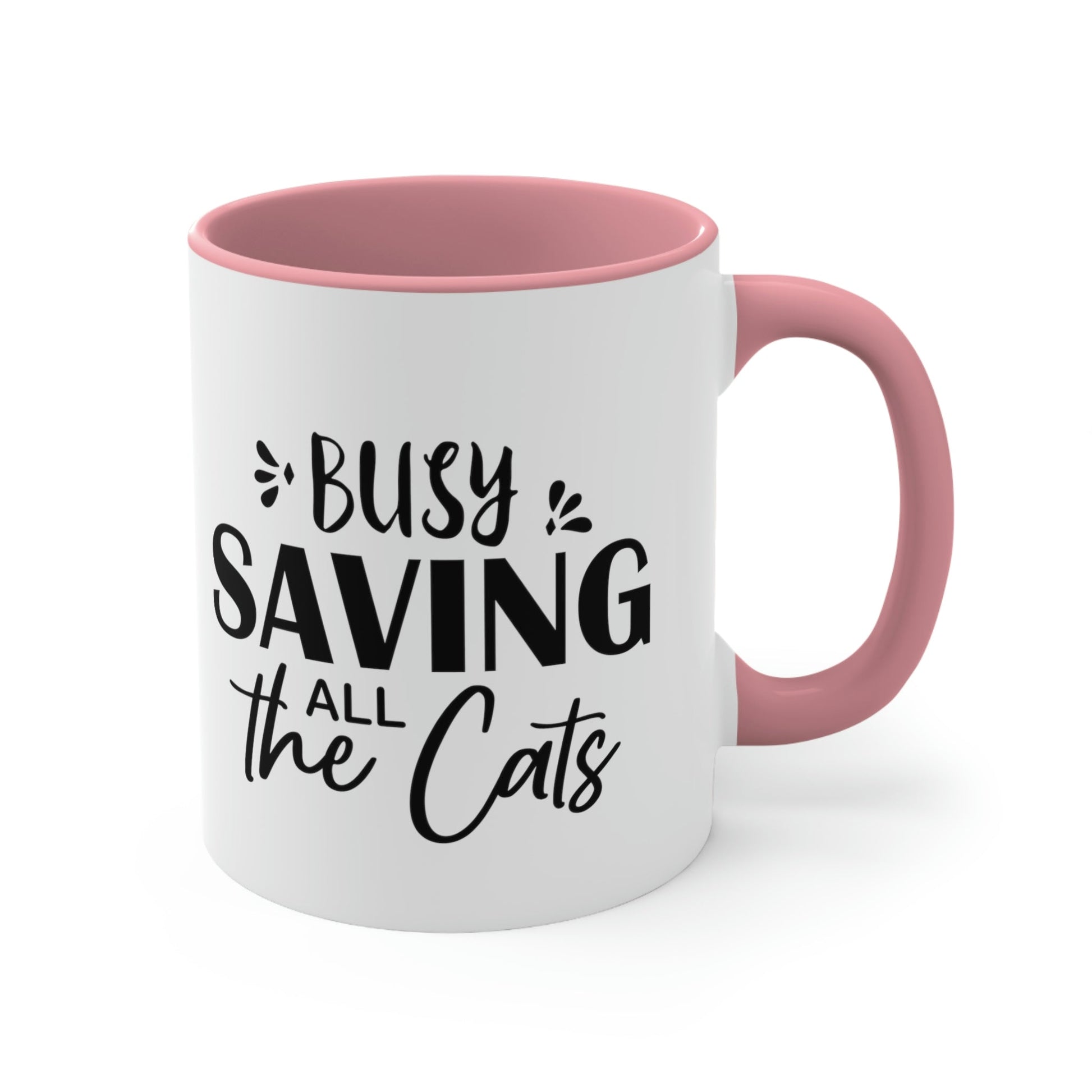 I`m Busy Saving All The Cats Saving Animals Accent Coffee Mug 11oz Ichaku [Perfect Gifts Selection]