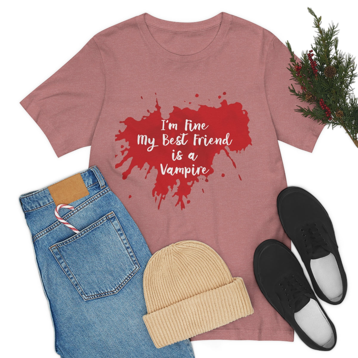 I`m Fine My Best Friend Is a Vampire Blood TV Series Unisex Jersey Short Sleeve T-Shirt Ichaku [Perfect Gifts Selection]