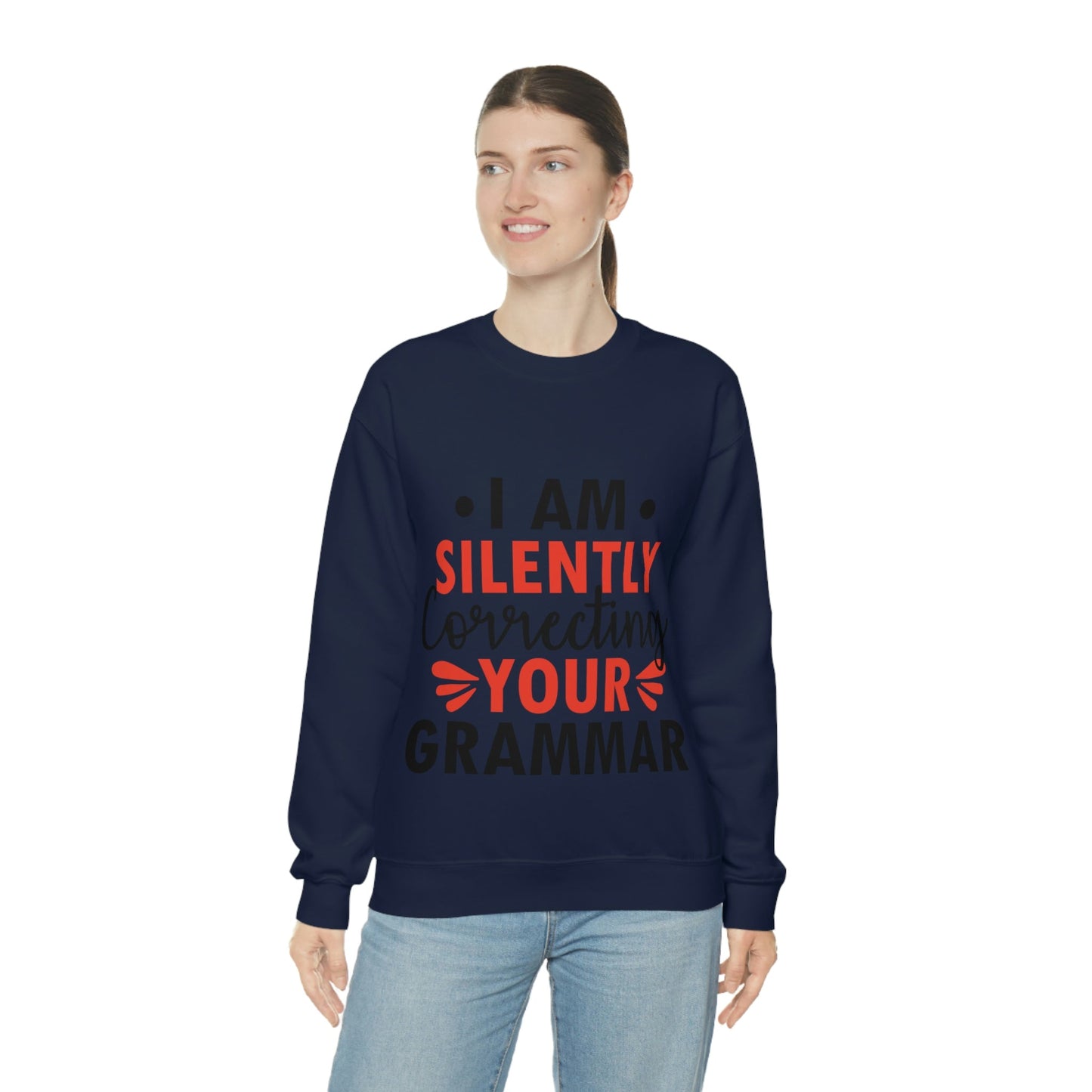 I'm Silently Correcting Your Grammar Studying Quotes Unisex Heavy Blend™ Crewneck Sweatshirt Ichaku [Perfect Gifts Selection]