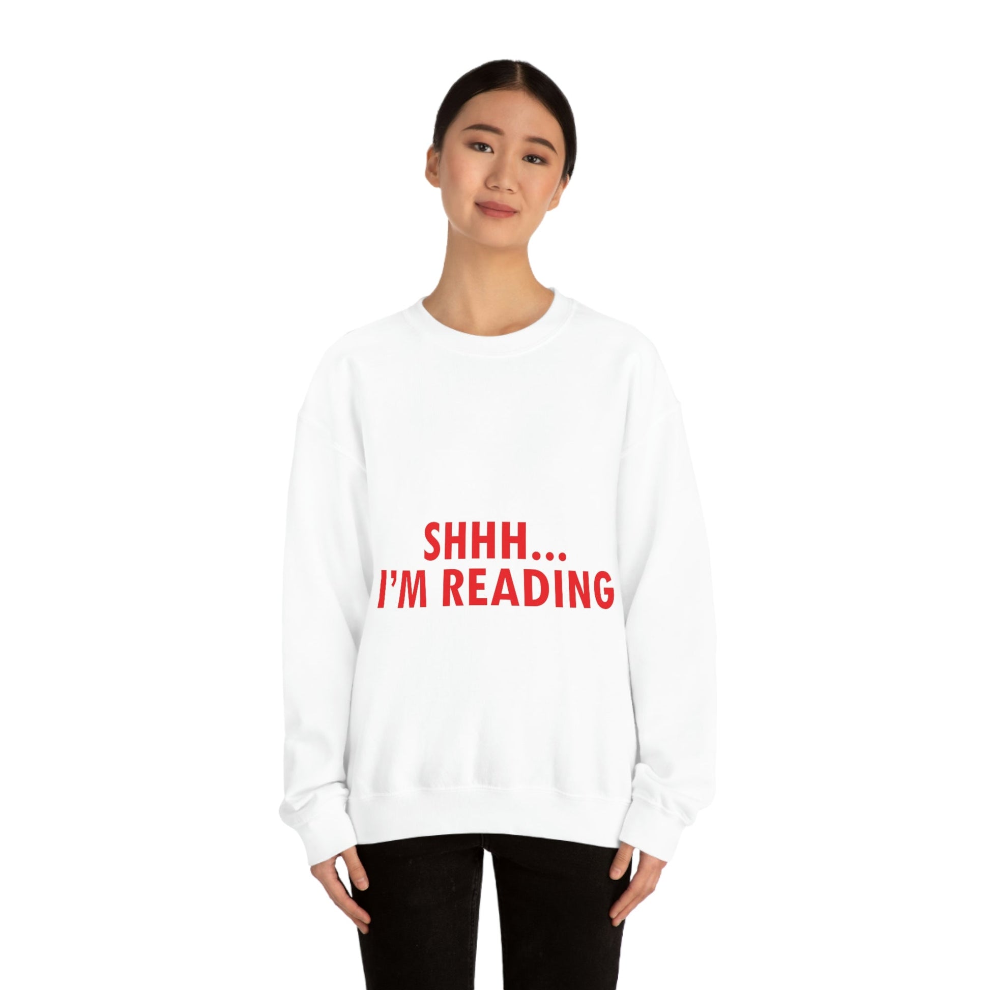 I'm reading Book Lovers Educational Quotes Unisex Heavy Blend™ Crewneck Sweatshirt Ichaku [Perfect Gifts Selection]