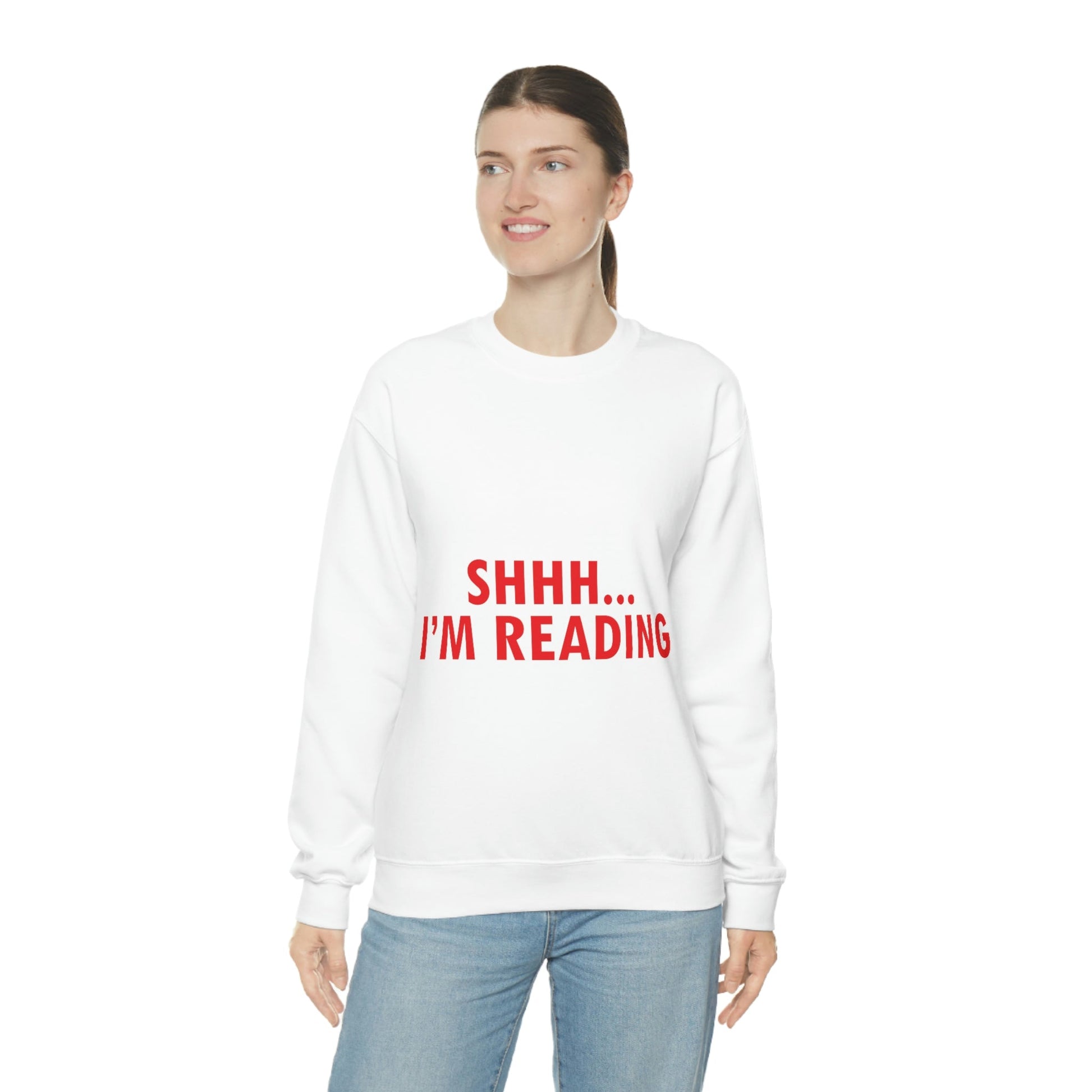 I'm reading Book Lovers Educational Quotes Unisex Heavy Blend™ Crewneck Sweatshirt Ichaku [Perfect Gifts Selection]