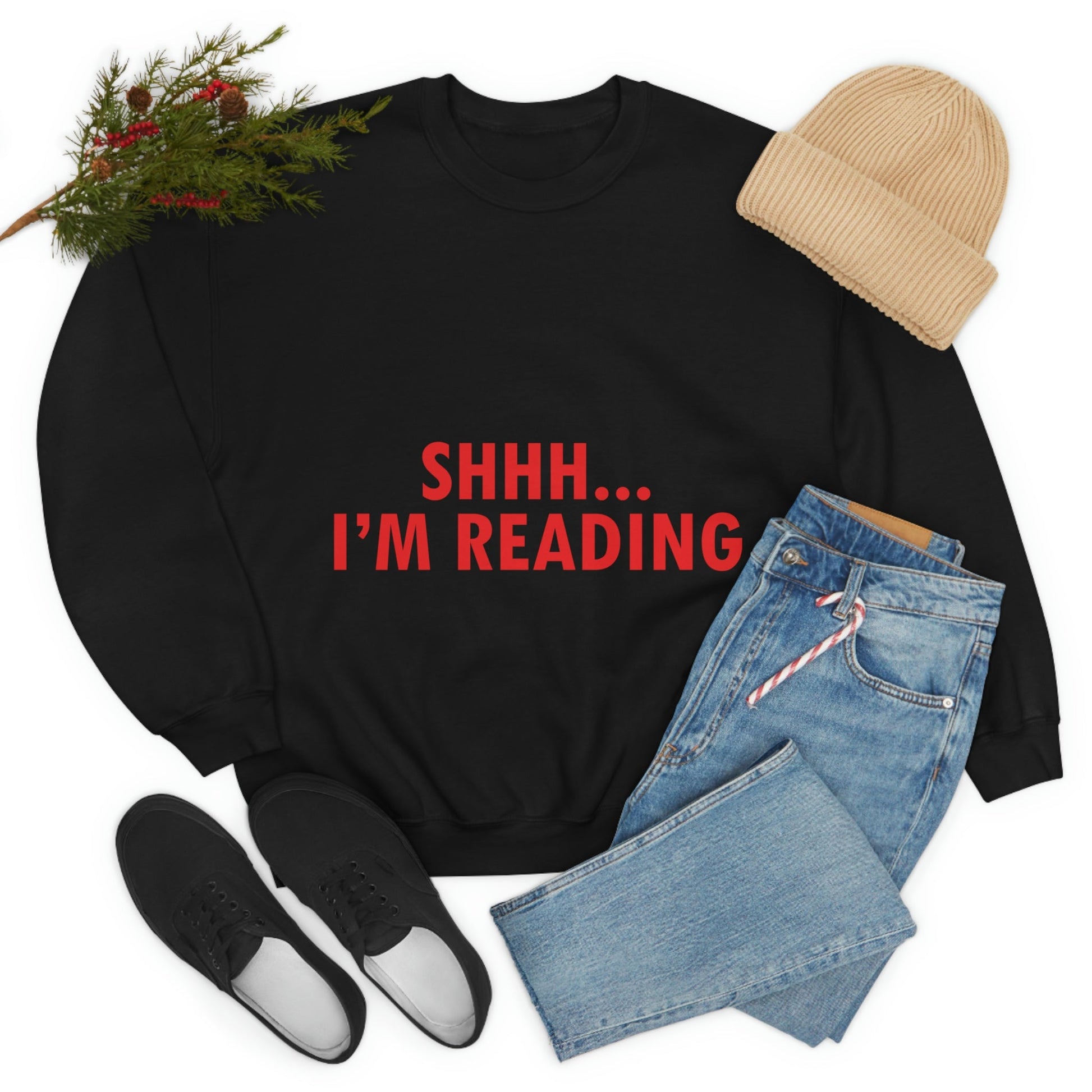 I'm reading Book Lovers Educational Quotes Unisex Heavy Blend™ Crewneck Sweatshirt Ichaku [Perfect Gifts Selection]